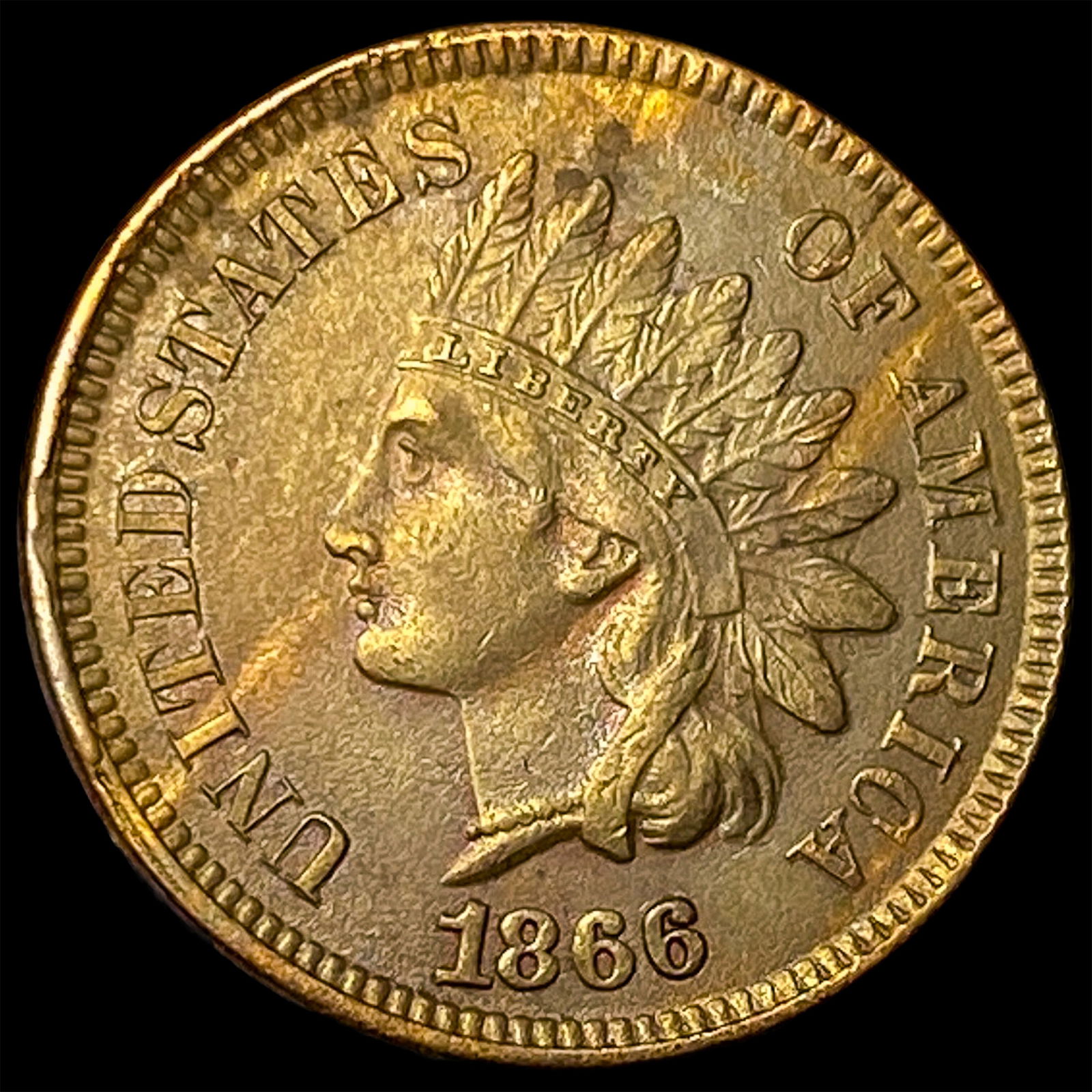 1866 Bronze Indian Head Cent CLOSELY UNCIRCULATED: 1866 Bronze Indian Head Cent CLOSELY UNCIRCULATED