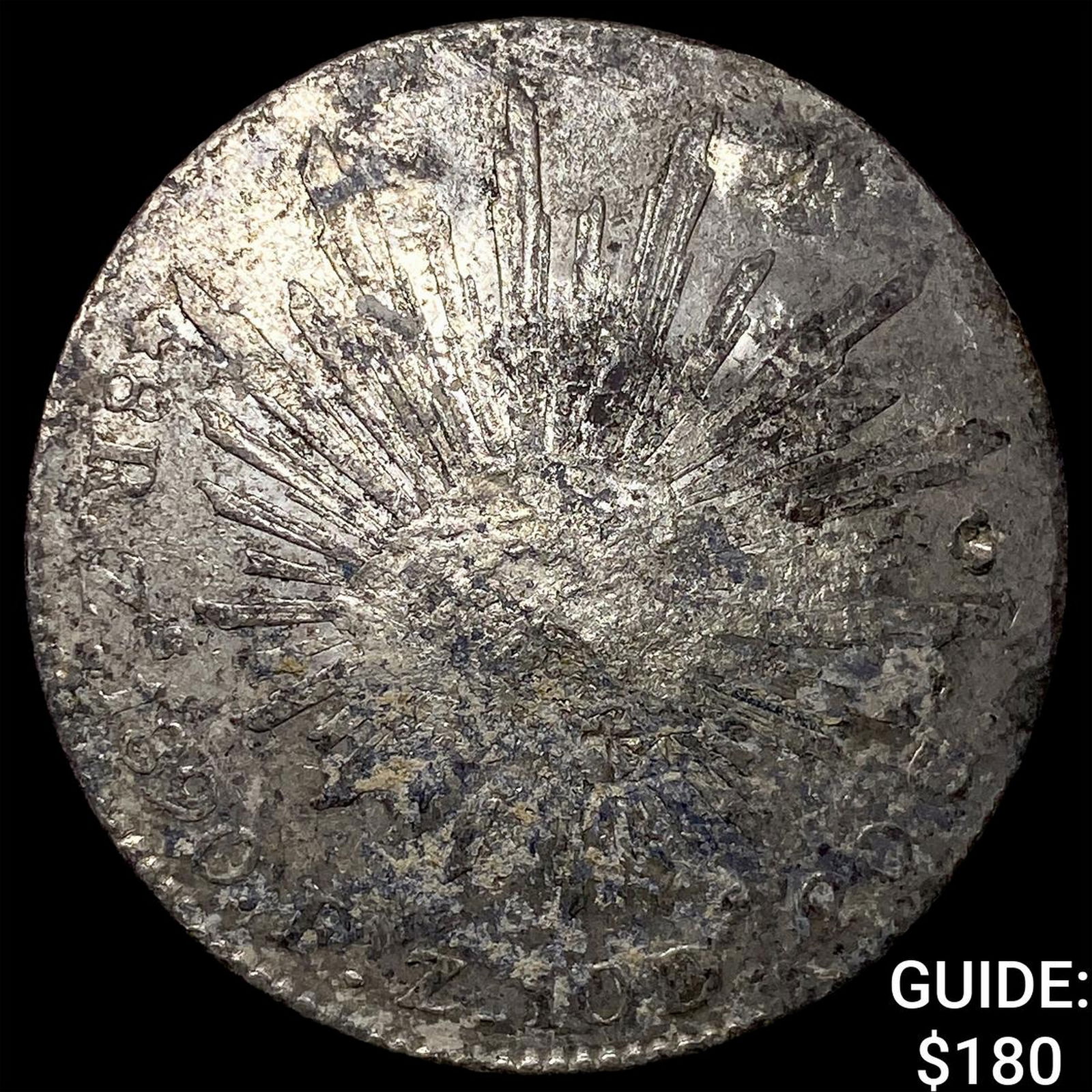 Mexico Silver 8 Reales Chopmarks NEARLY UNCIRCULATED: Mexico Silver 8 Reales Chopmarks NEARLY UNCIRCULATED