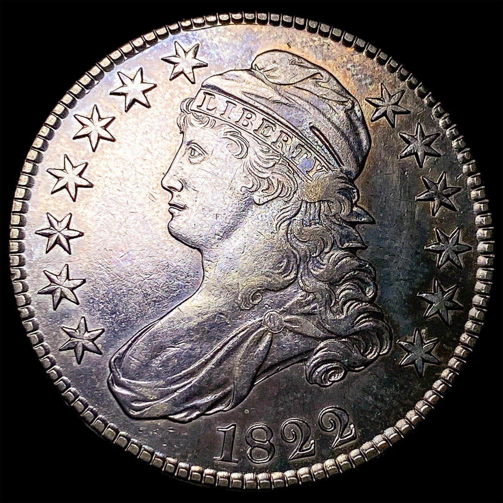 1822 Capped Bust Half Dollar CLOSELY UNCIRCULATED: 1822 Capped Bust Half Dollar CLOSELY UNCIRCULATED