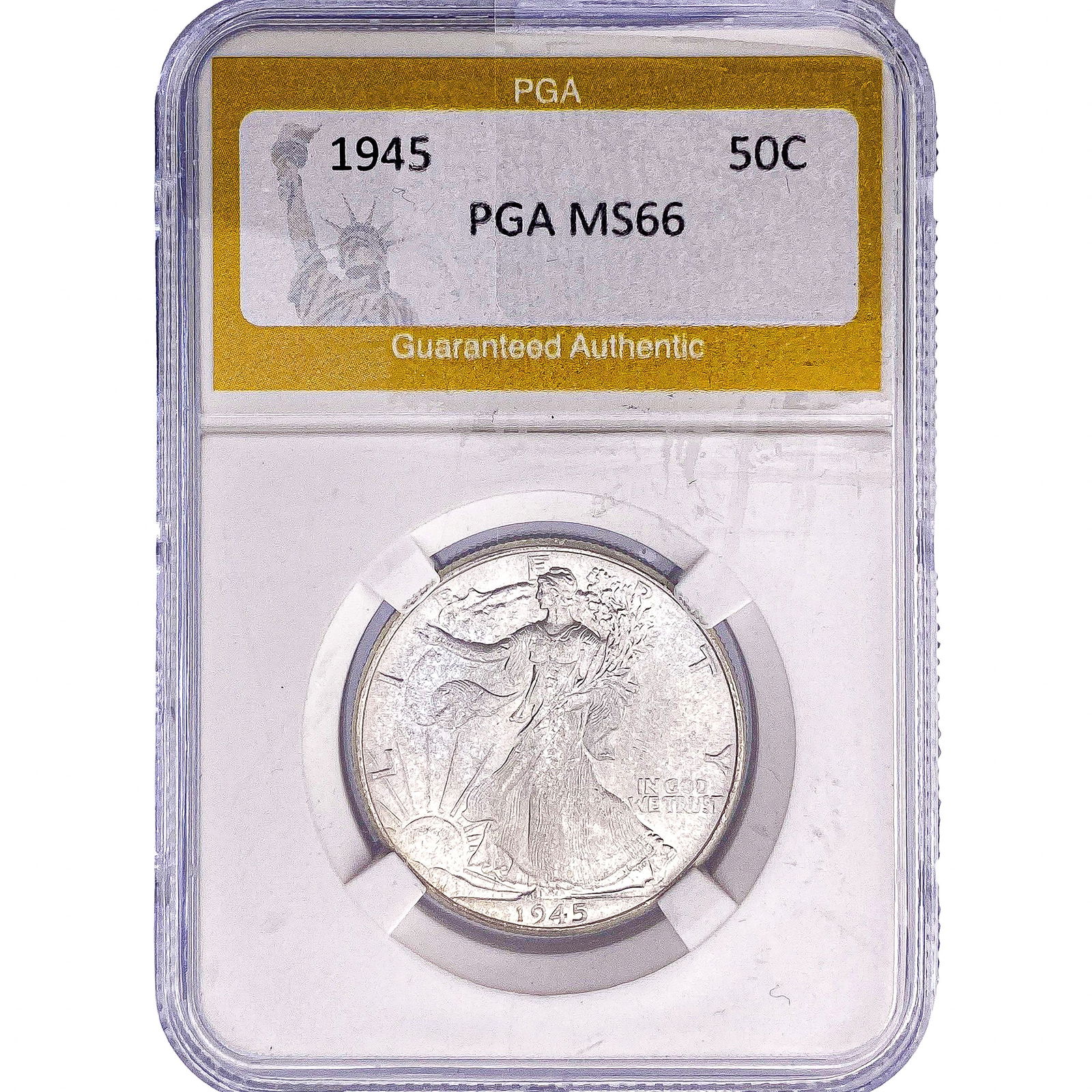 1945 Walking Liberty Half Dollar PGA MS66: 1945 Walking Liberty Half Dollar PGA MS66