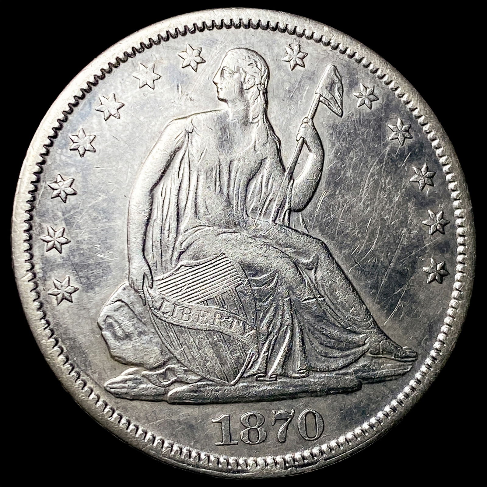 1870-S Silver Half Dollar NEARLY UNCIRCULATED: 1870-S Silver Half Dollar NEARLY UNCIRCULATED