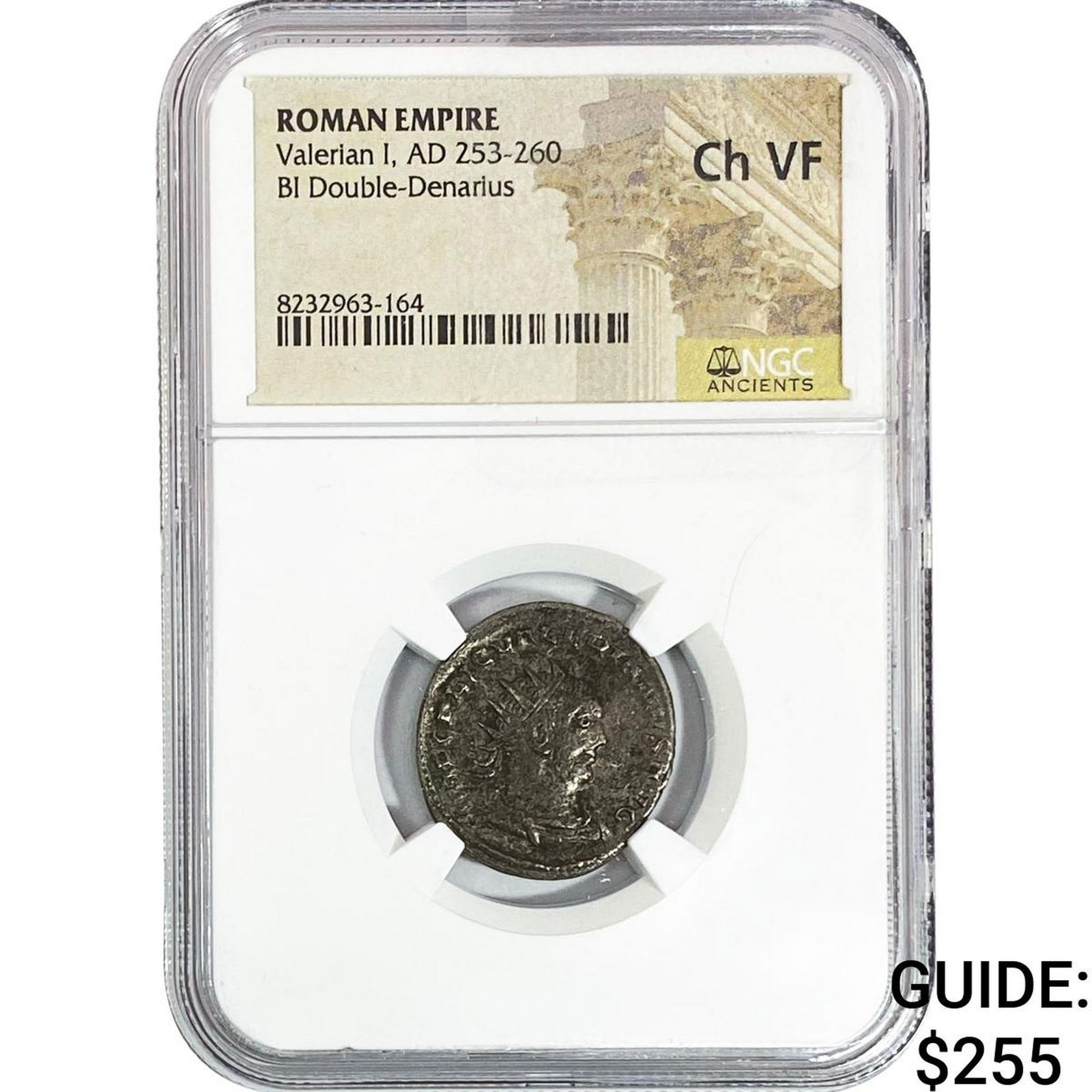 Roman Valerian I, AD 253-260 BI Double-Denarius ChVF: Roman Valerian I, AD 253-260 BI Double-Denarius ChVF