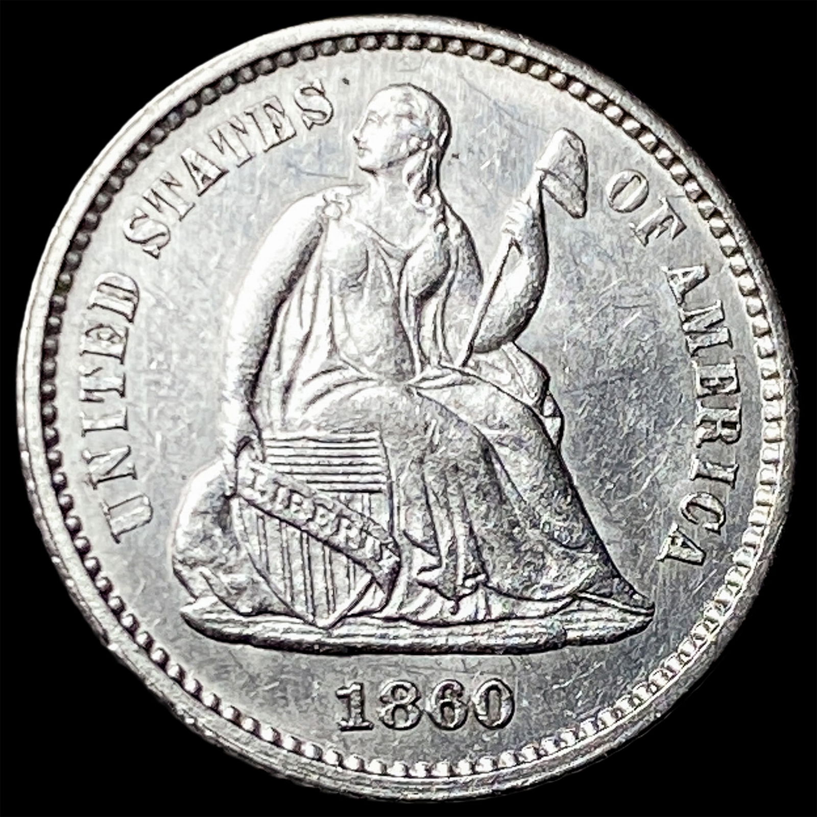 1860 Silver Half Dime CLOSELY UNCIRCULATED (1 of 2)