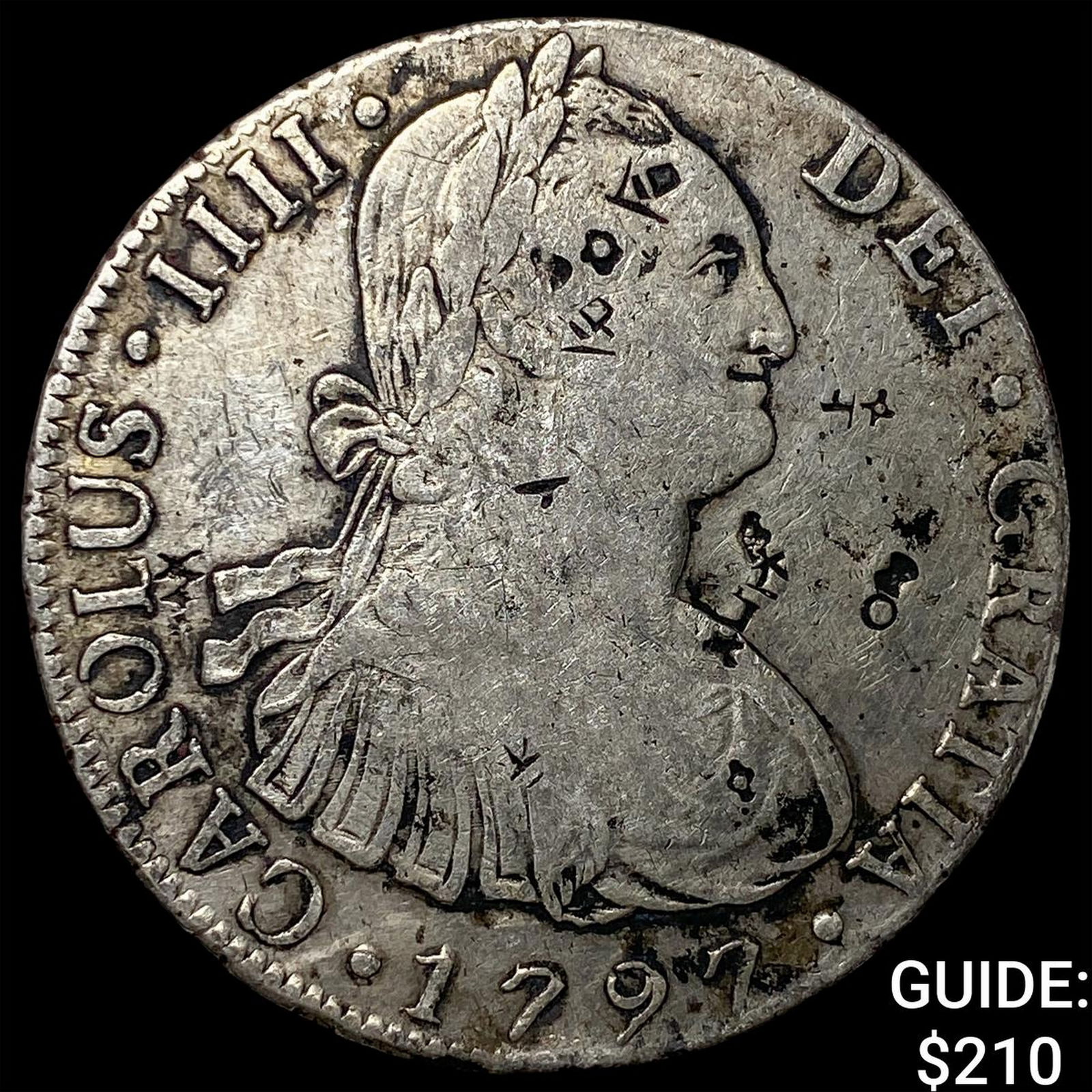 Colonial Spain Silver 8 Reales Chopmarks NEARLY UNCIRCULATED: Colonial Spain Silver 8 Reales Chopmarks NEARLY UNCIRCULATED