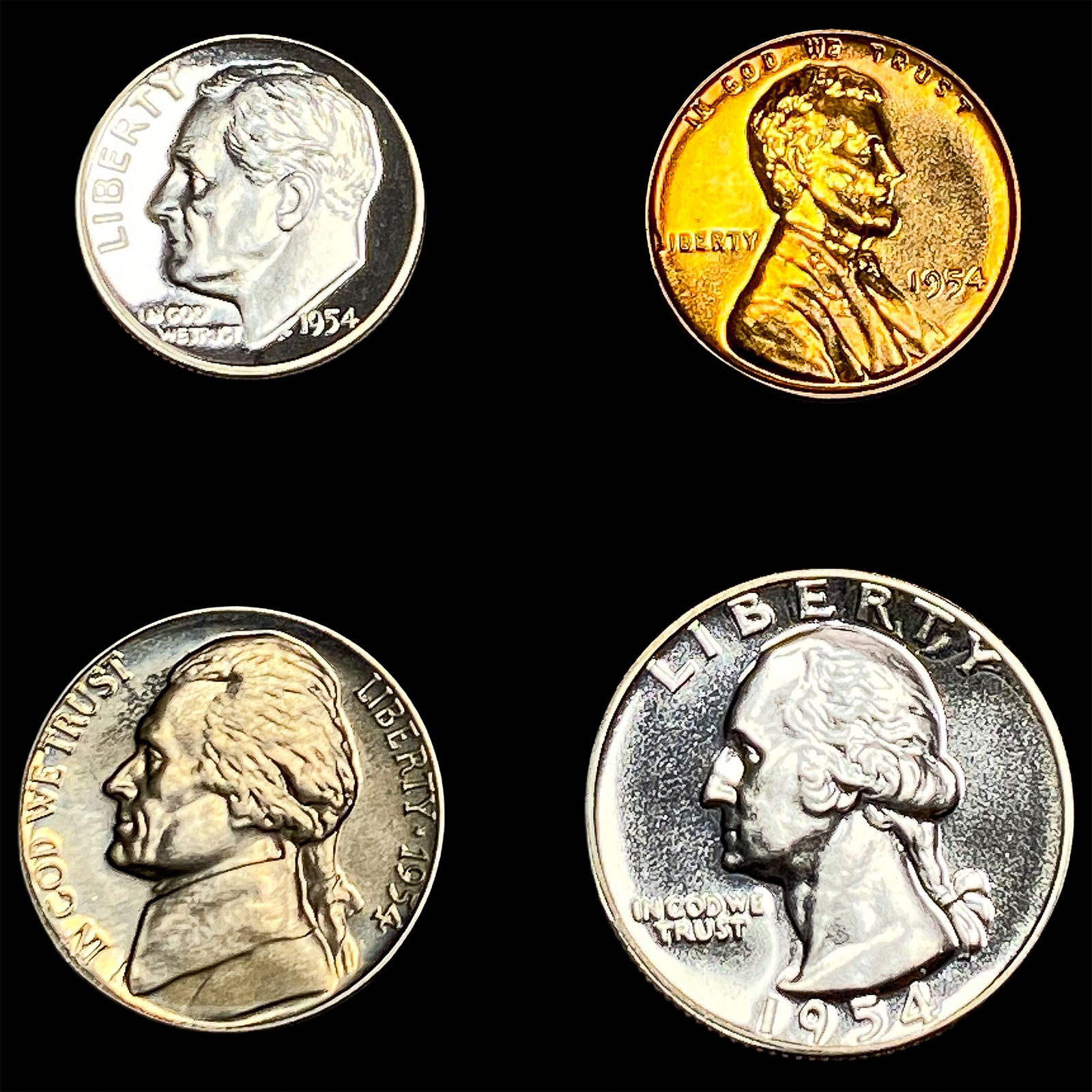 [4] 1954 Proof Set 1C-25C GEM PROOF (1 of 2)