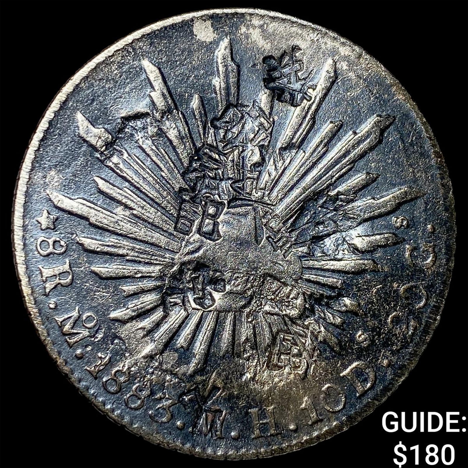 1883 Mexico Silver 8 Reales Chopmarks NEARLY UNCIRCULATED (1 of 2)