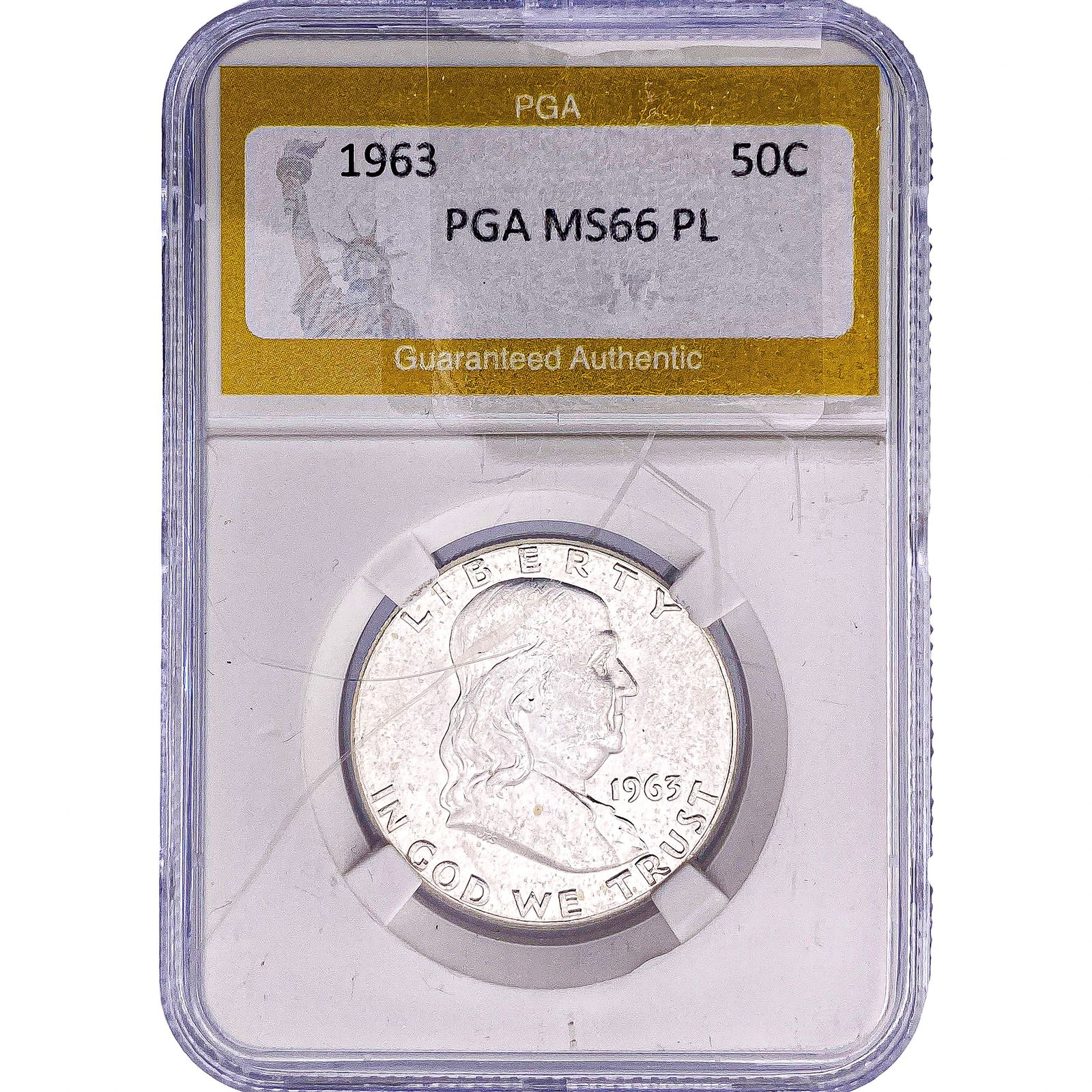 1963 Franklin Half Dollar PGA MS66 PL: 1963 Franklin Half Dollar PGA MS66 PL