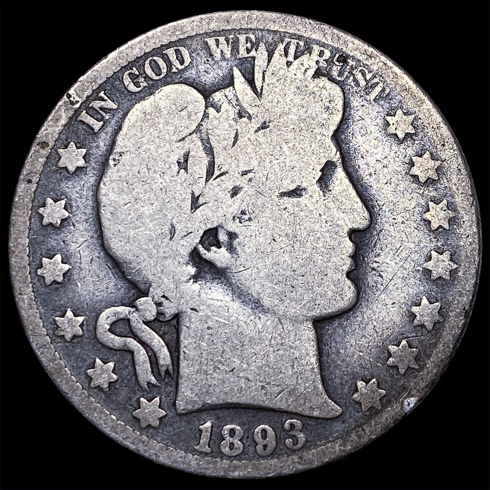 1893-O Silver Barber Half Dollar NICELY CIRCULATED: 1893-O Silver Barber Half Dollar NICELY CIRCULATED