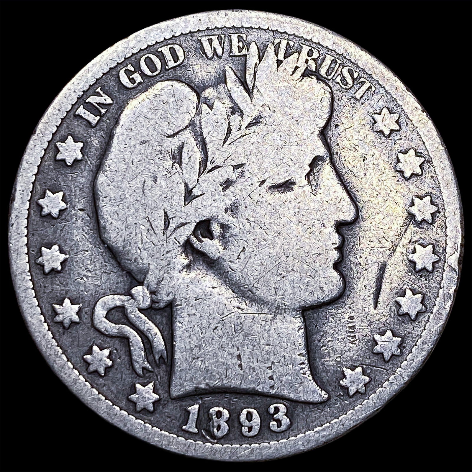 1893-S Silver Barber Half Dollar NICELY CIRCULATED: 1893-S Silver Barber Half Dollar NICELY CIRCULATED