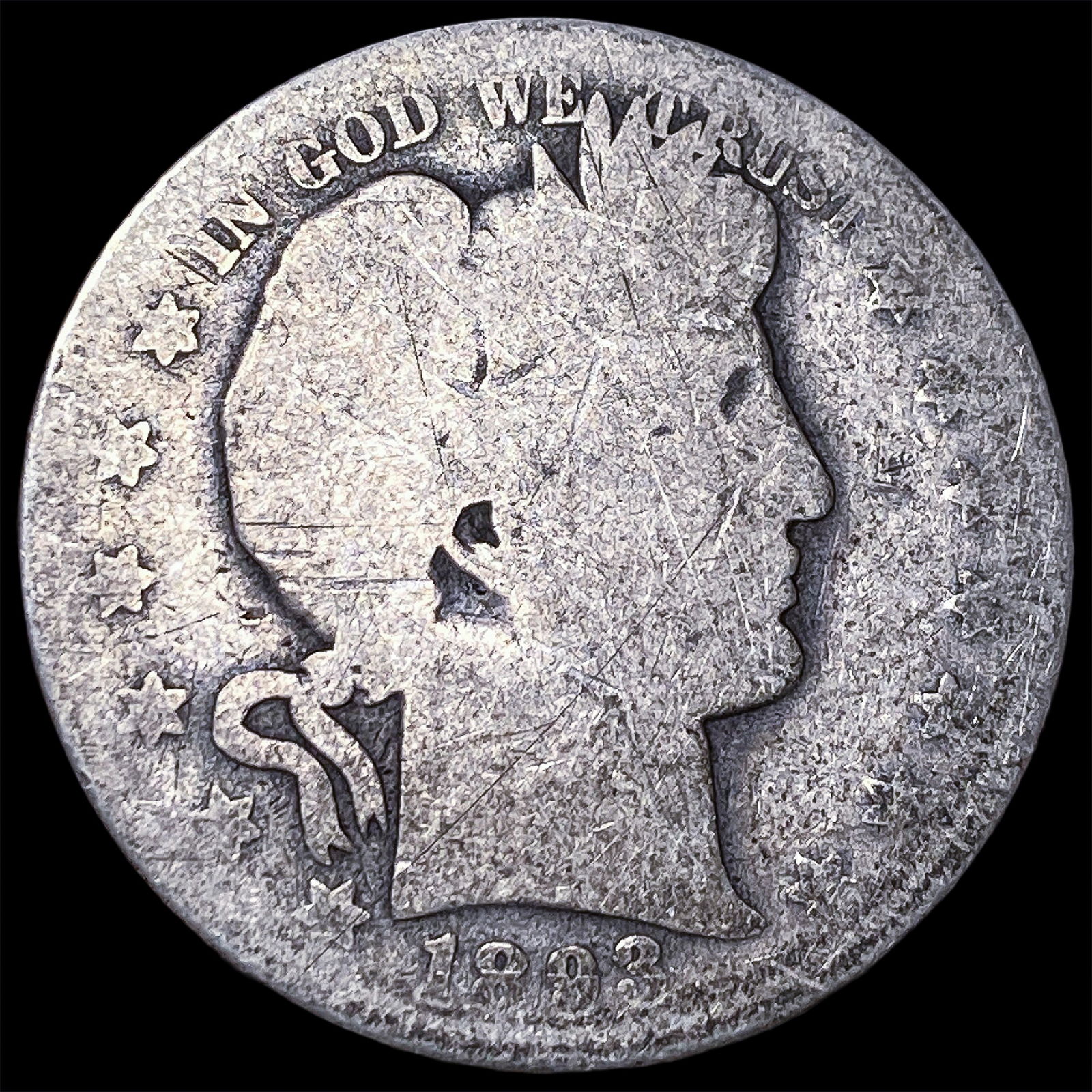 1893-O Silver Barber Quarter NICELY CIRCULATED: 1893-O Silver Barber Quarter NICELY CIRCULATED