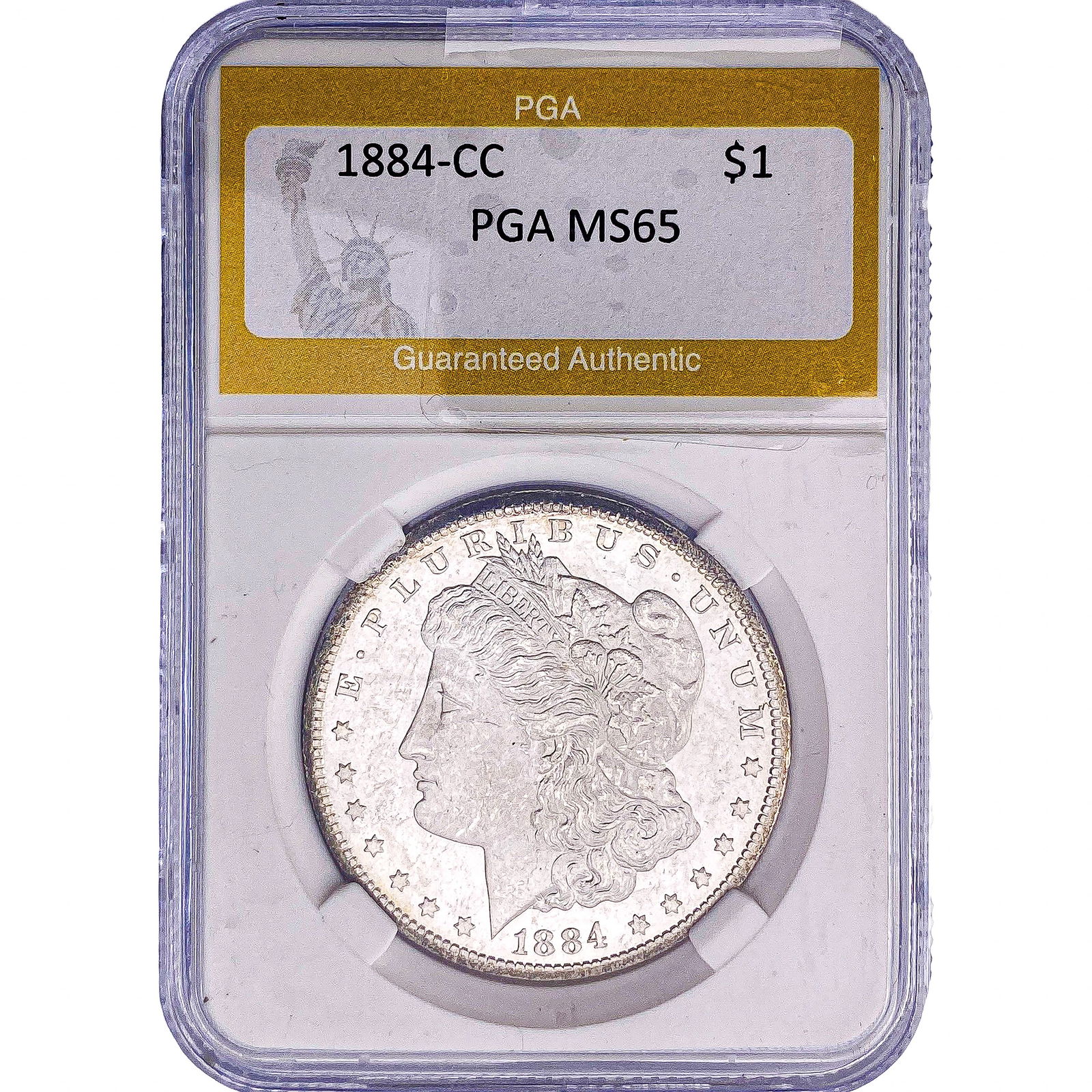 1884-CC Morgan Silver Dollar PGA MS65: 1884-CC Morgan Silver Dollar PGA MS65