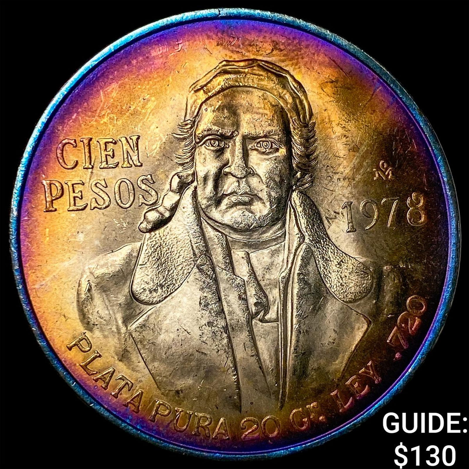 1978 Mexico Silver 100 Pesos Toned UNCIRCULATED: 1978 Mexico Silver 100 Pesos Toned UNCIRCULATED