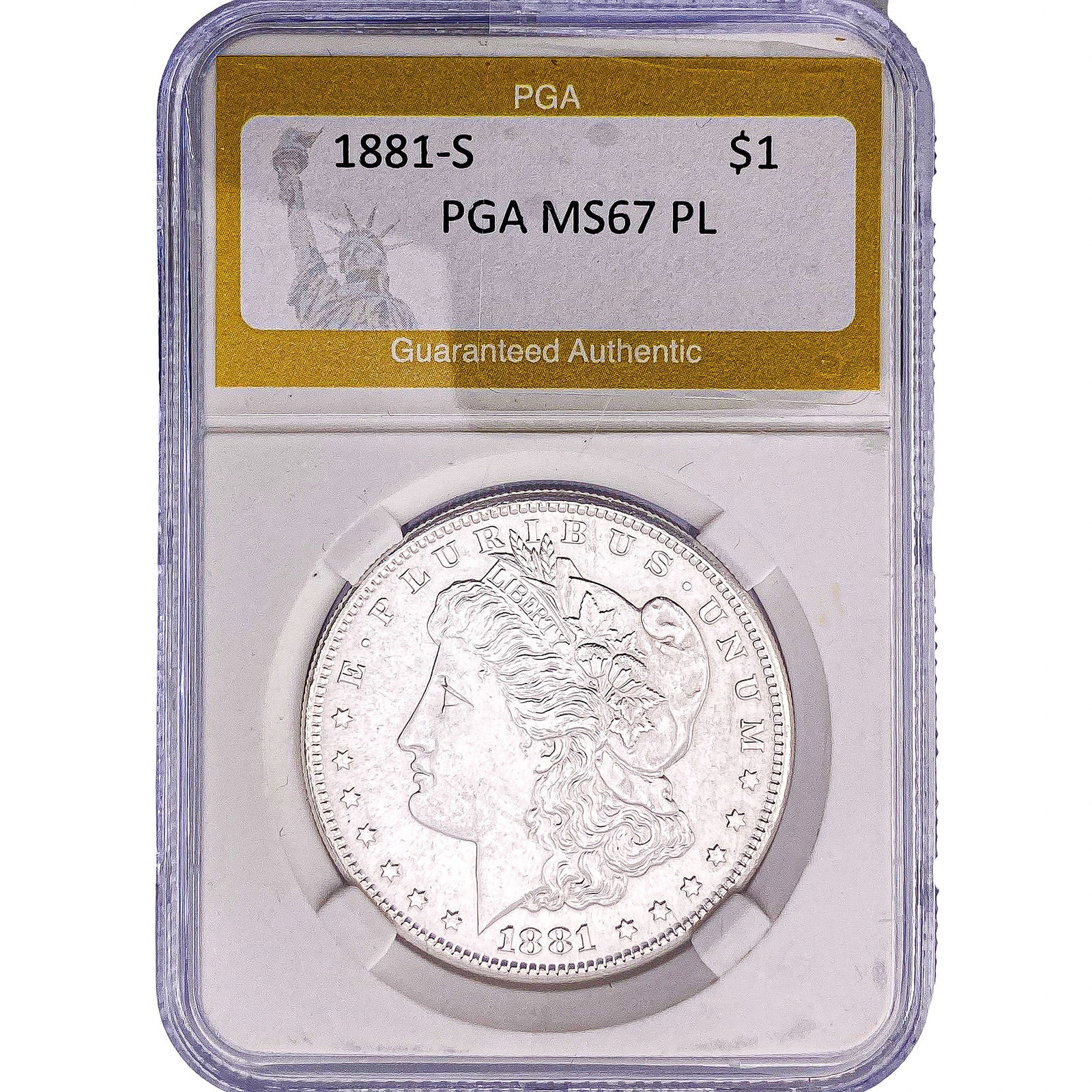 1881-S Morgan Silver Dollar PGA MS67 PL: 1881-S Morgan Silver Dollar PGA MS67 PL