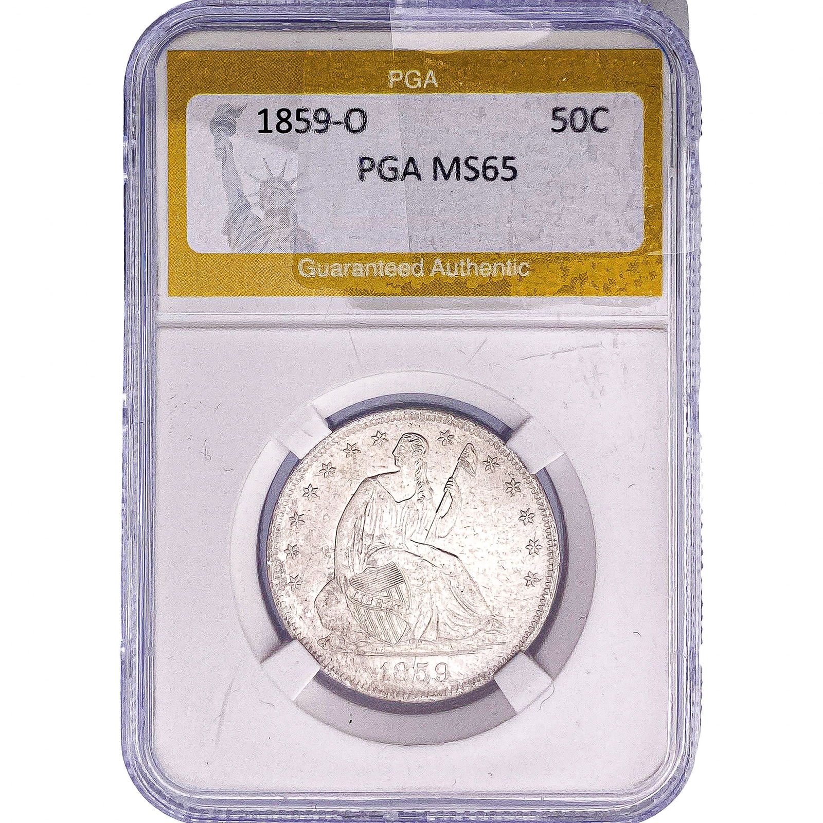 1859-O Seated Liberty Half Dollar PGA MS65: 1859-O Seated Liberty Half Dollar PGA MS65