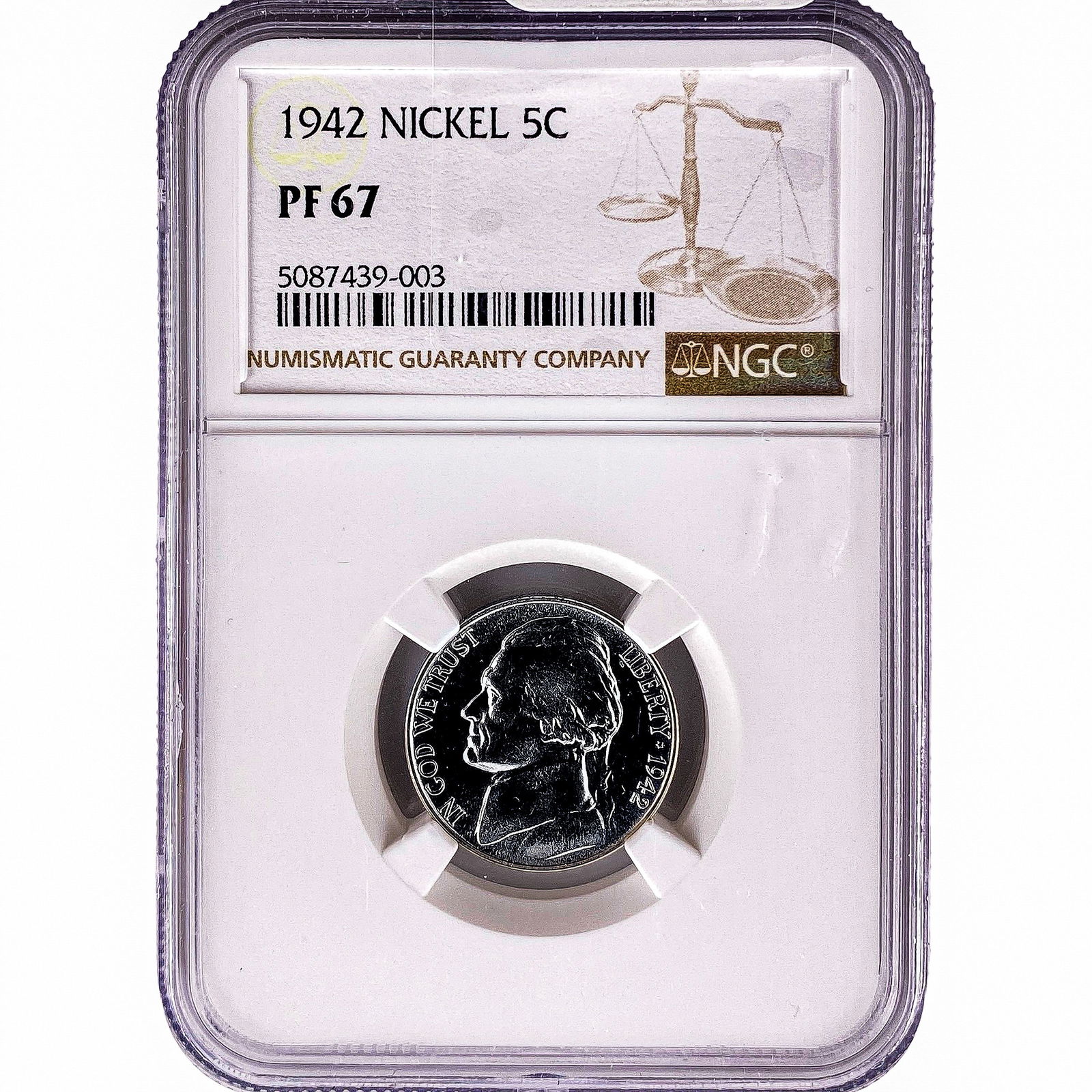 1942 Jefferson Nickel NGC PF67: 1942 Jefferson Nickel NGC PF67