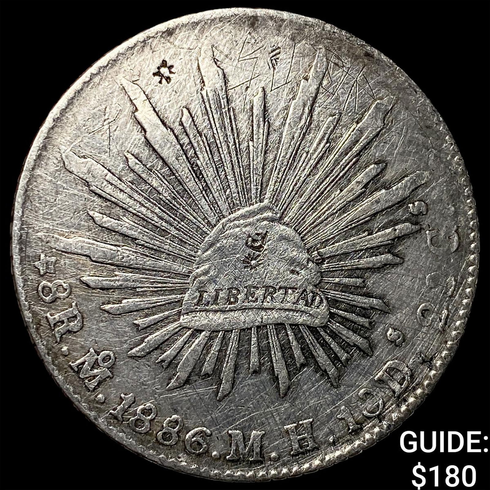 Mexico Silver 8 Reales Chopmarks NEARLY UNCIRCULATED: Mexico Silver 8 Reales Chopmarks NEARLY UNCIRCULATED