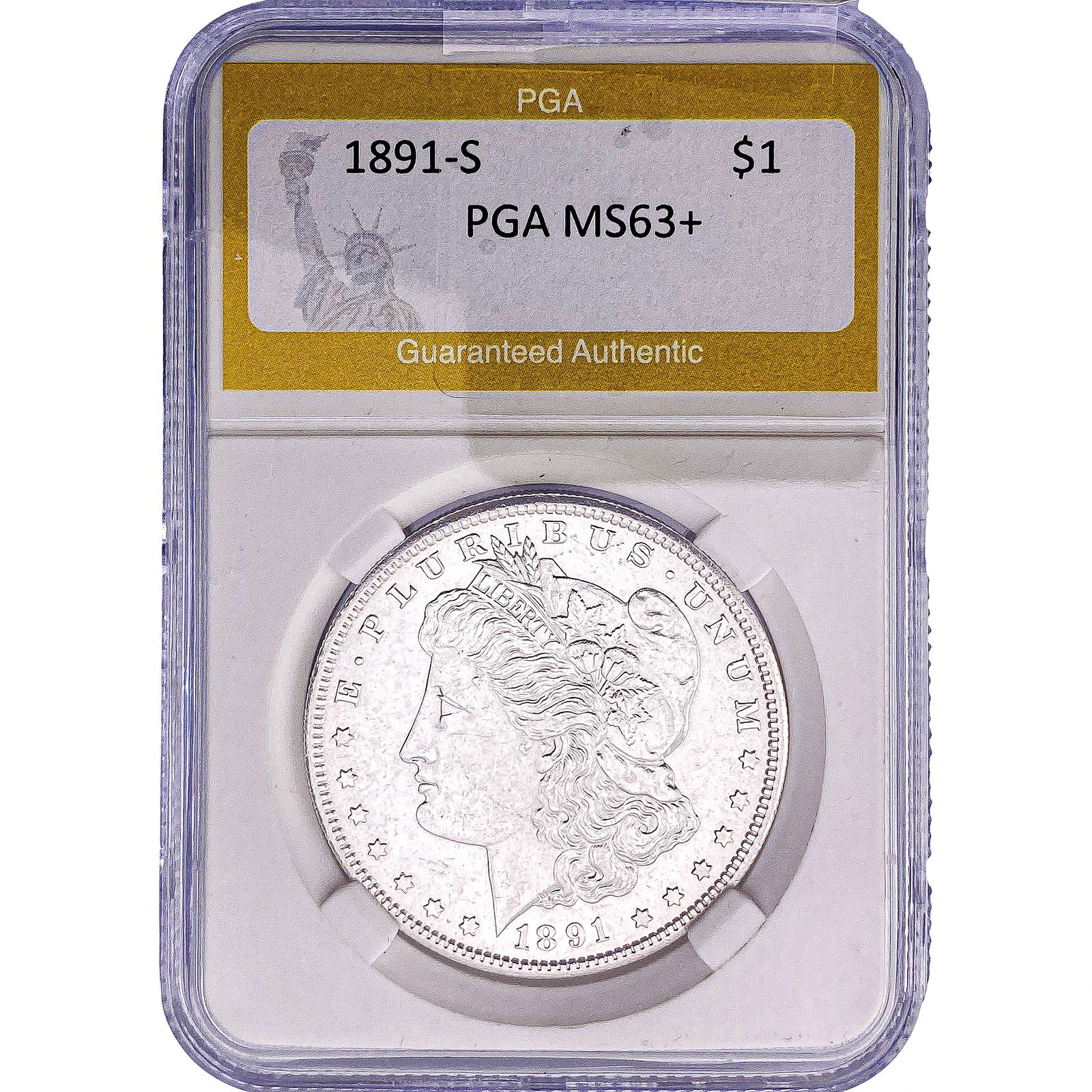1891-S Morgan Silver Dollar PGA MS63+: 1891-S Morgan Silver Dollar PGA MS63+