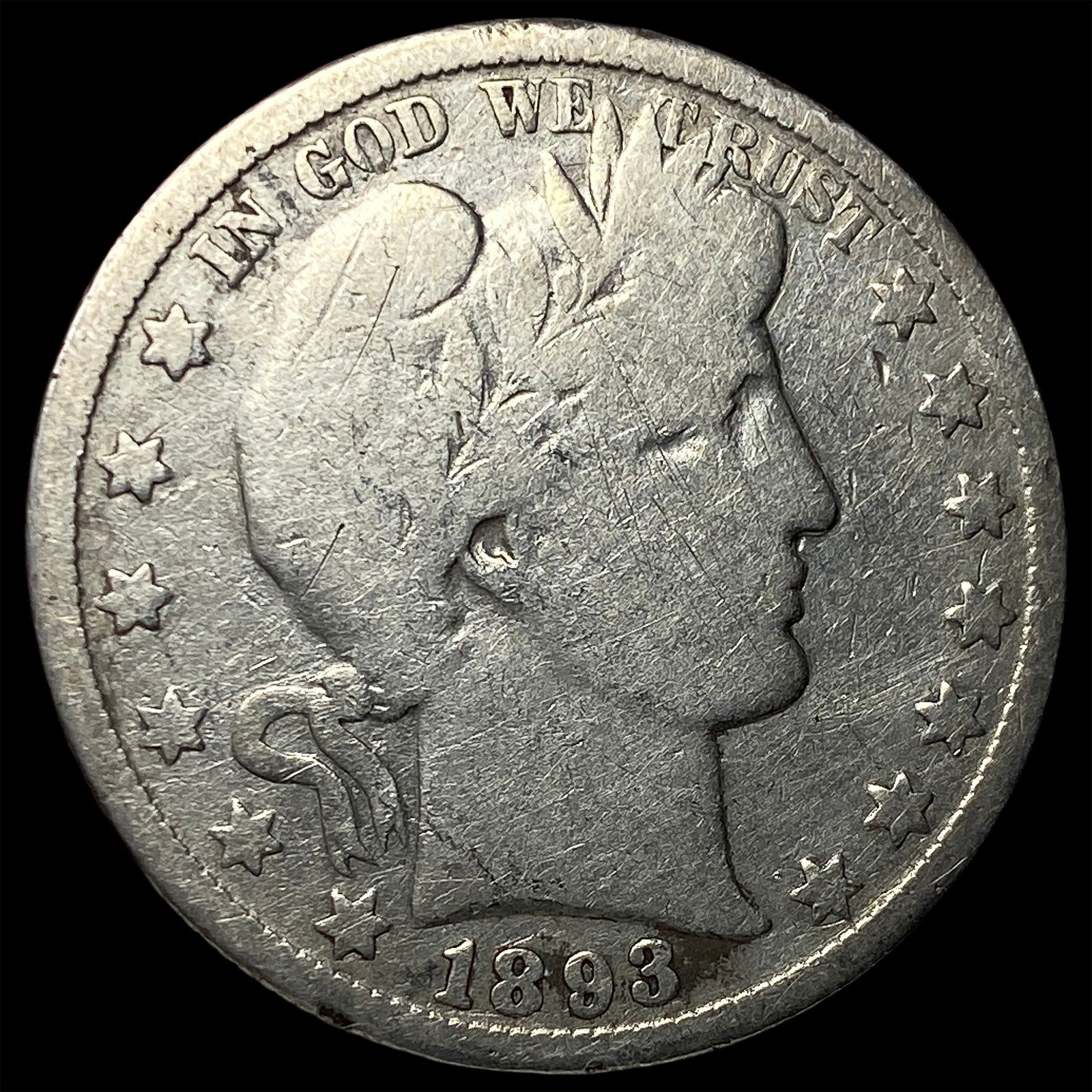 1893-O Silver Barber Half Dollar NICELY CIRCULATED: 1893-O Silver Barber Half Dollar NICELY CIRCULATED