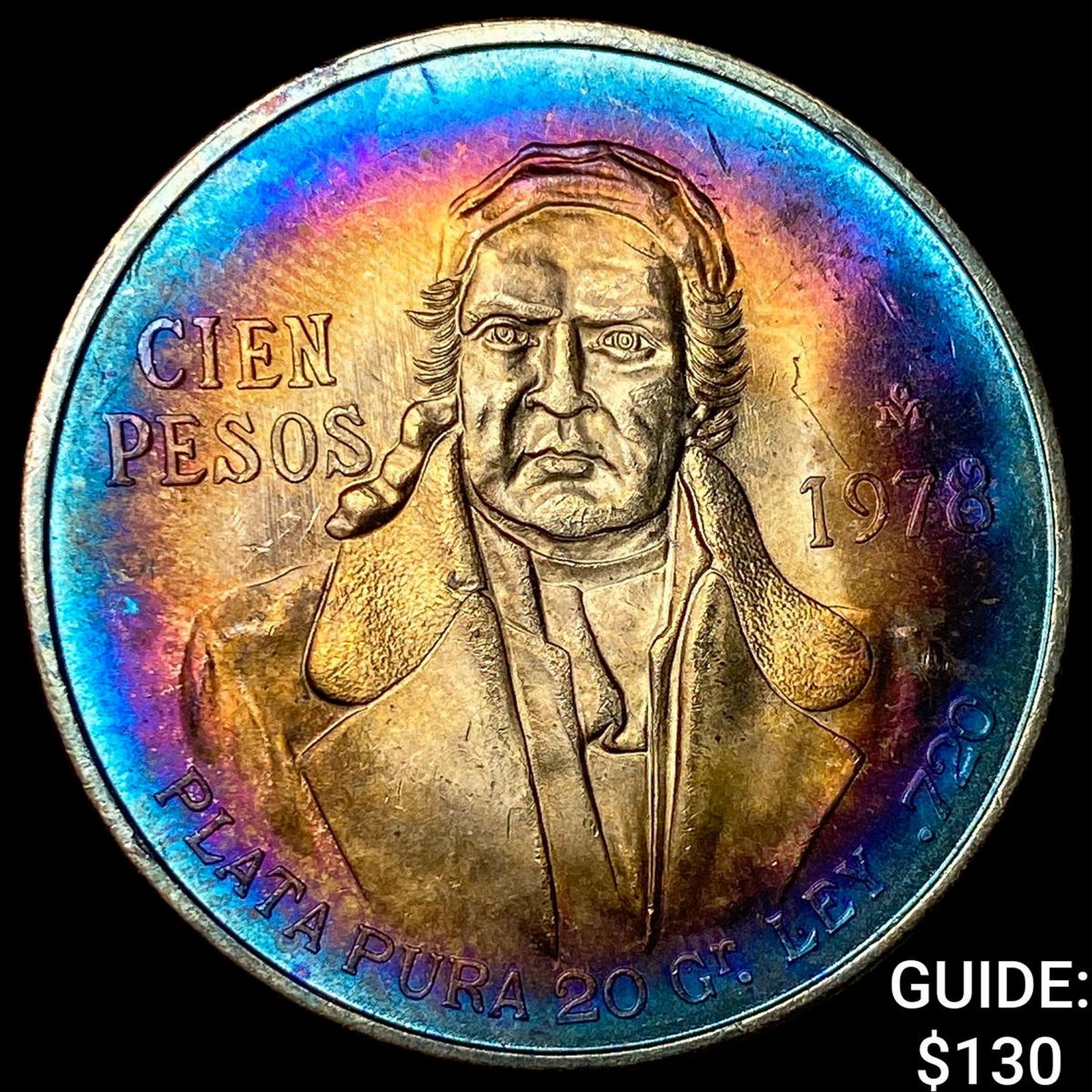 1978 Mexico Silver 100 Pesos Toned UNCIRCULATED: 1978 Mexico Silver 100 Pesos Toned UNCIRCULATED