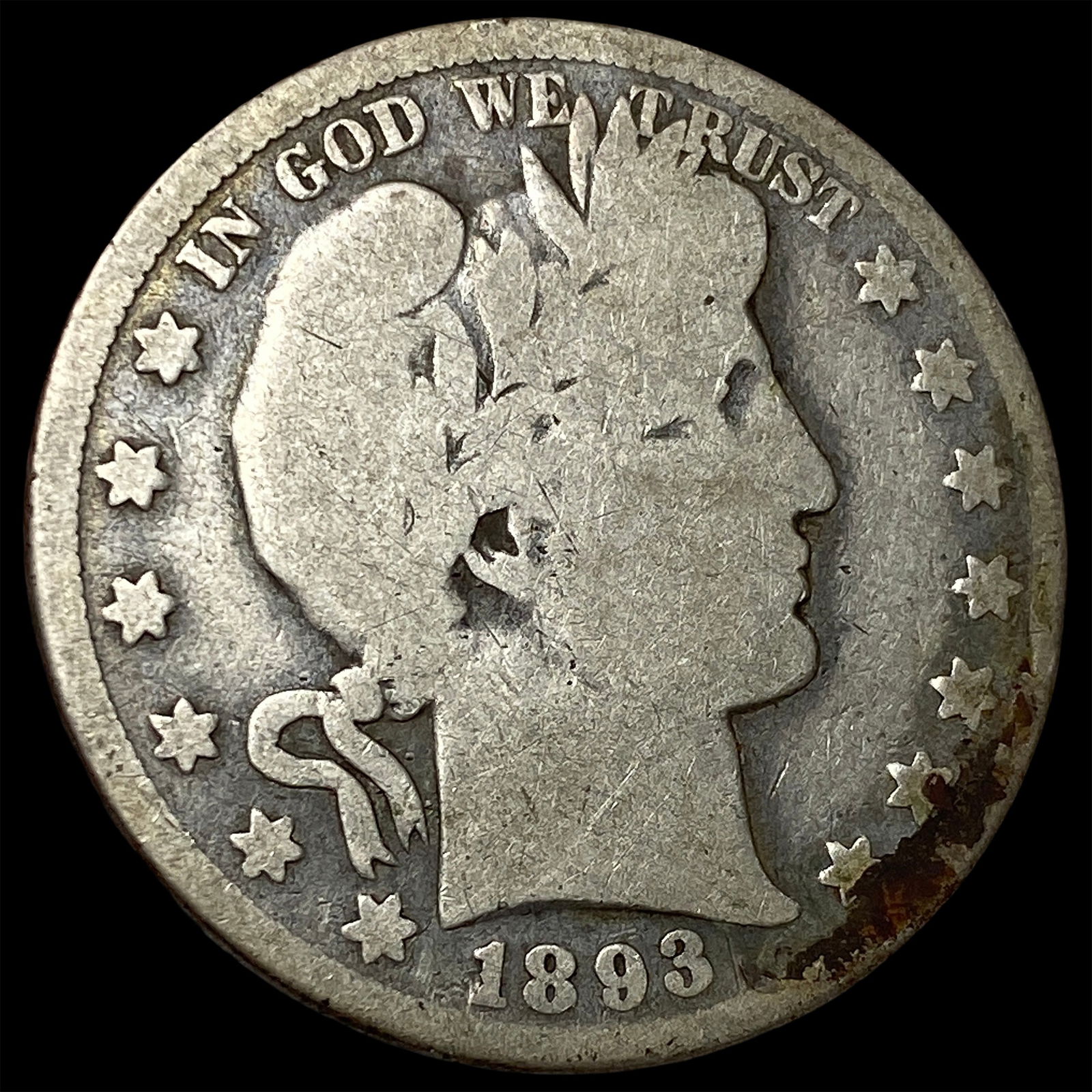 1893-O Silver Barber Half Dollar NICELY CIRCULATED (1 of 2)