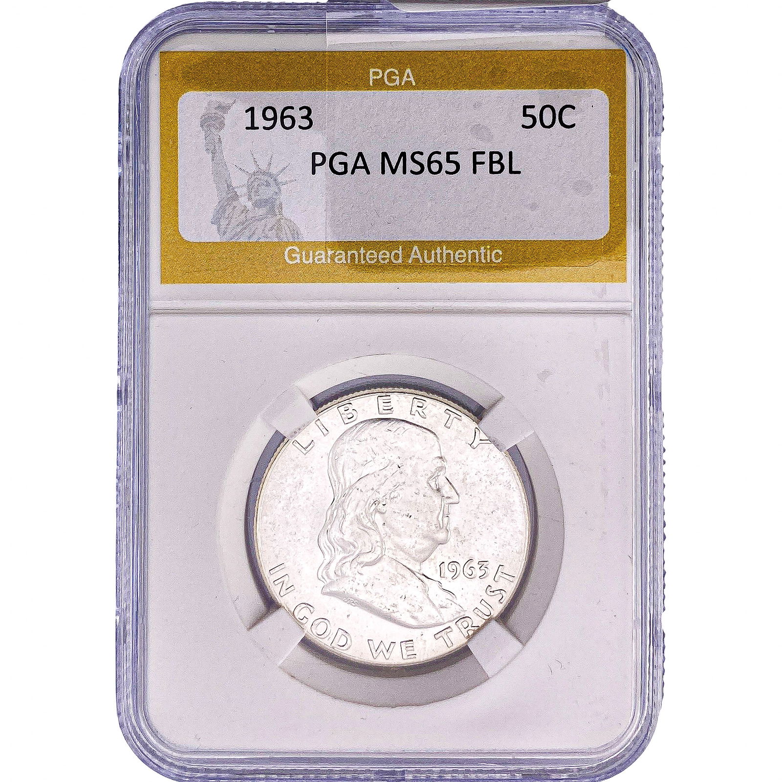 1963 Franklin Half Dollar PGA MS65 FBL: 1963 Franklin Half Dollar PGA MS65 FBL
