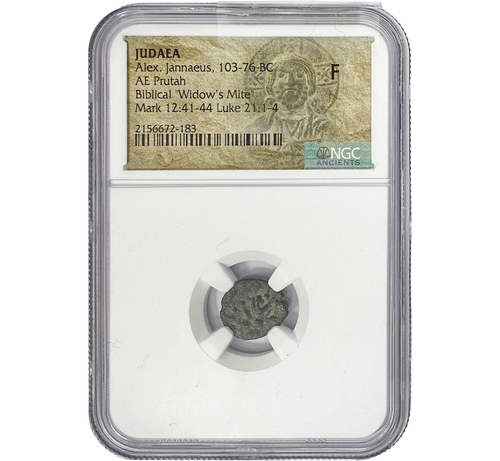 Judaea Alex Jannaeus 103-76 BC Bronze Prutah NGC F: Judaea Alex Jannaeus 103-76 BC Bronze Prutah NGC F