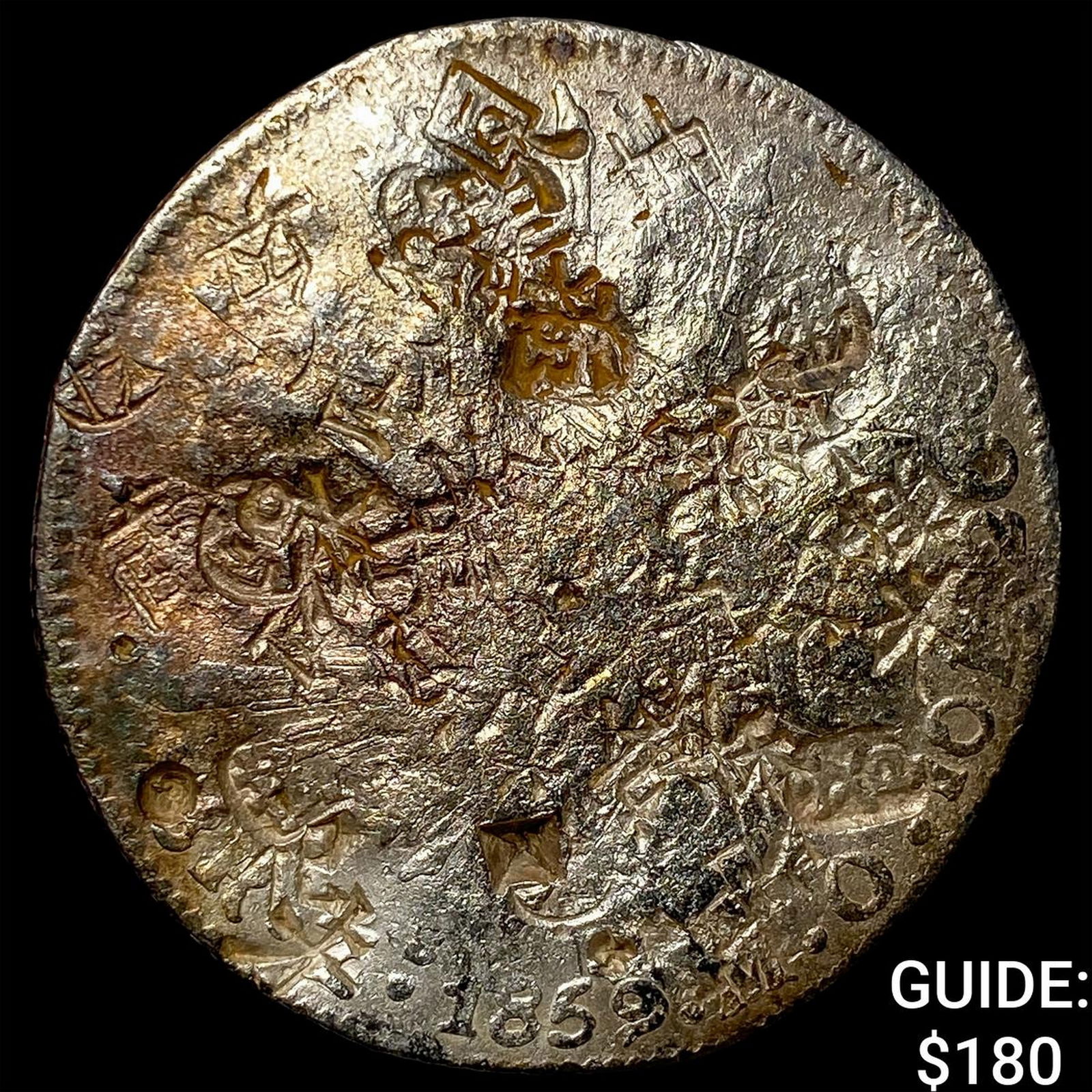 Mexico Silver 8 Reales Chopmarks NEARLY UNCIRCULATED: Mexico Silver 8 Reales Chopmarks NEARLY UNCIRCULATED