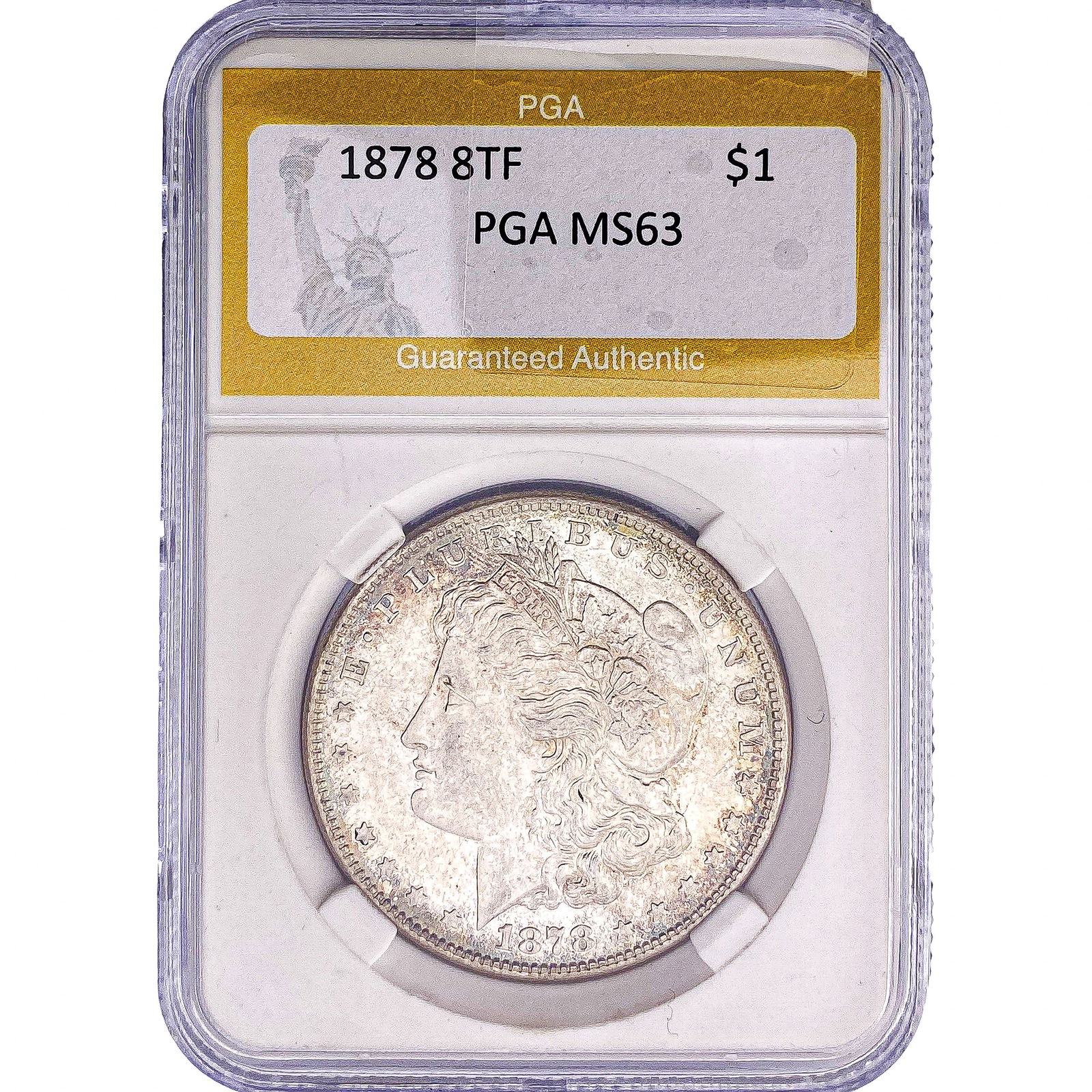 1878 8TF Morgan Silver Dollar PGA MS63: 1878 8TF Morgan Silver Dollar PGA MS63