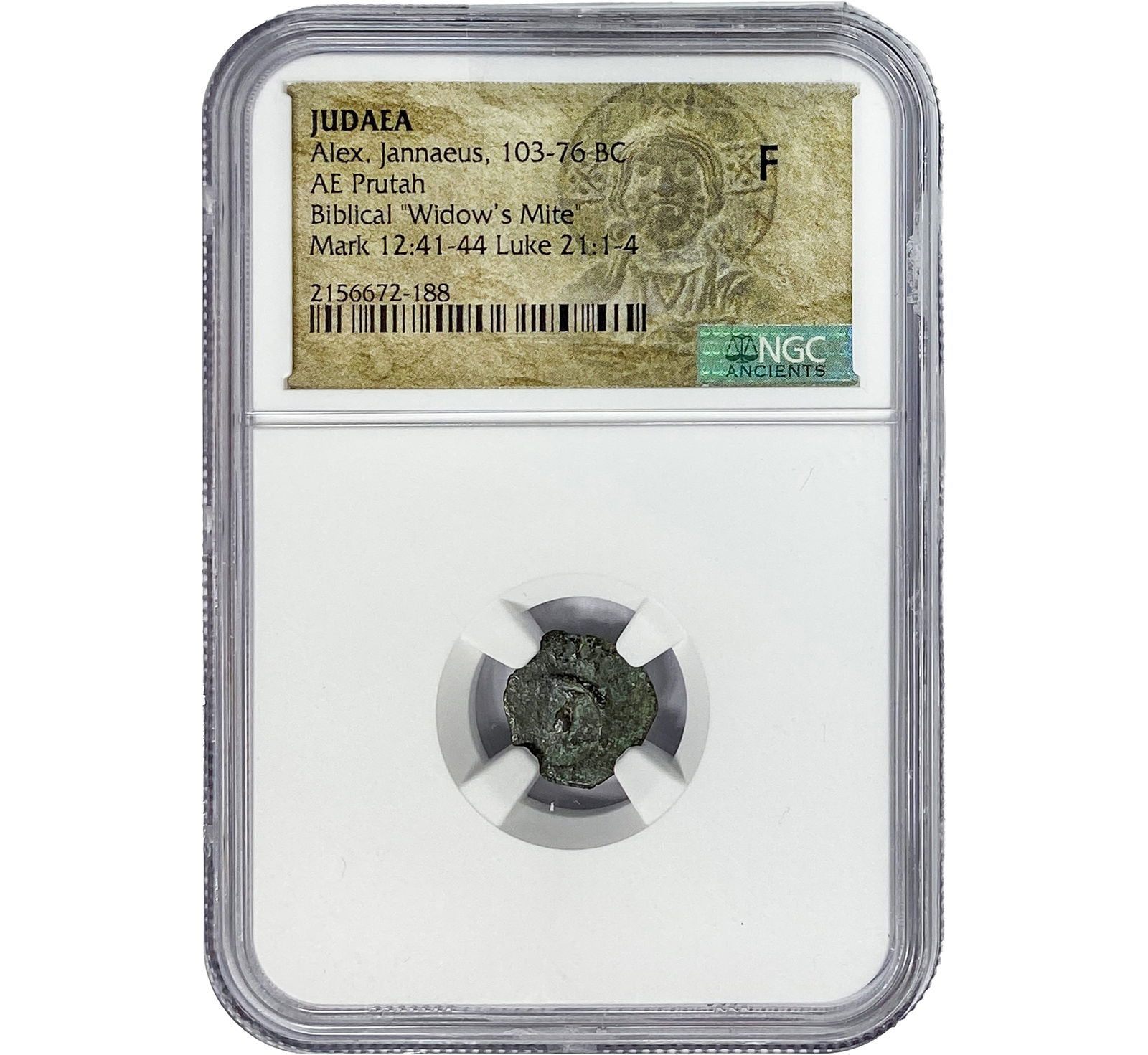 Judaea Alex Jannaeus 103-76 BC Bronze Prutah NGC F: Judaea Alex Jannaeus 103-76 BC Bronze Prutah NGC F