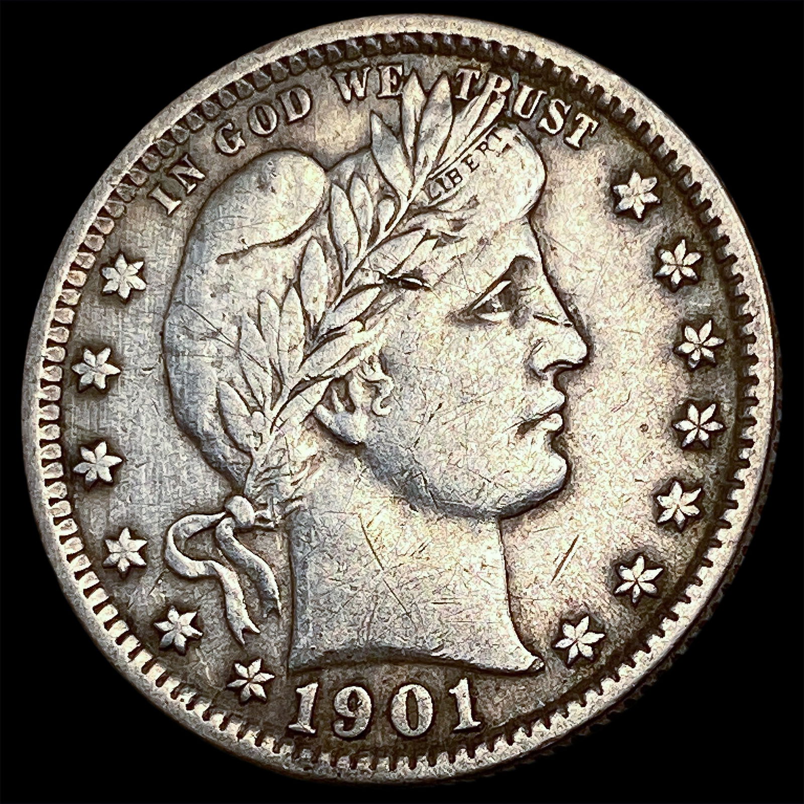 1901 Barber Silver Quarter NEARLY UNCIRCULATED (1 of 2)