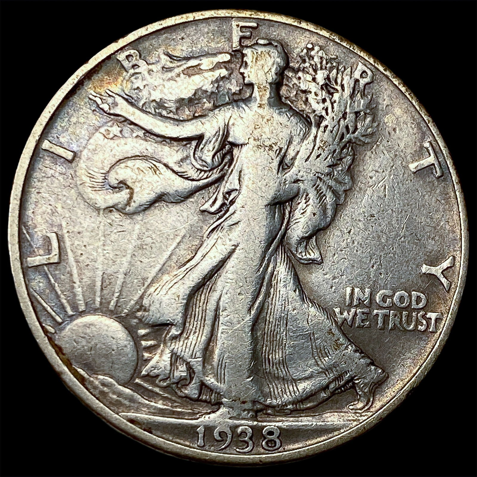 1938-D Silver Half Dollar Walking Liberty ABOUT UNCIRCULATED: 1938-D Silver Half Dollar Walking Liberty ABOUT UNCIRCULATED