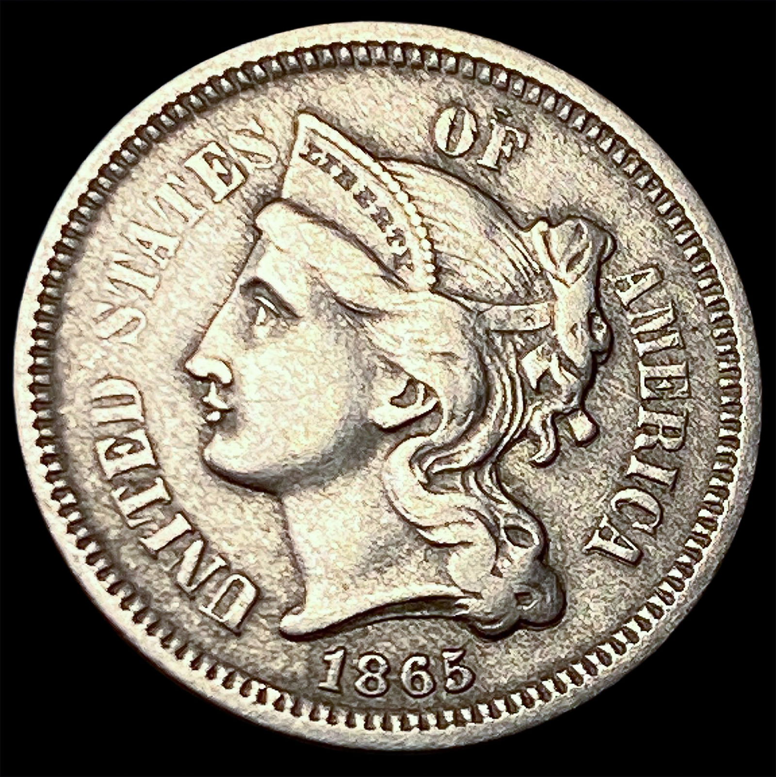 1865 Nickel Three-Cent Piece CLOSELY UNCIRCULATED (1 of 2)