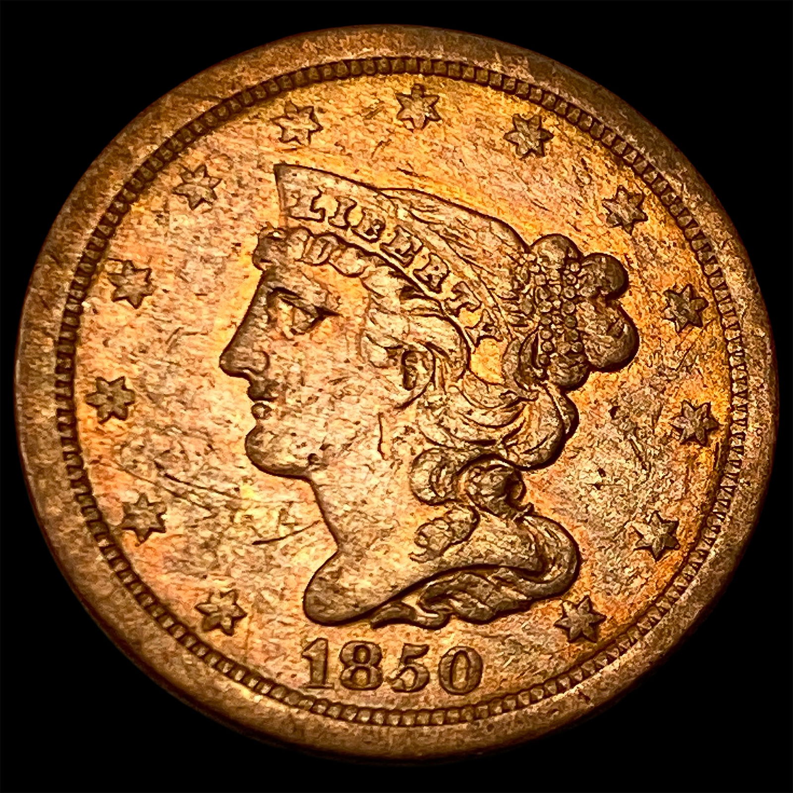 1850 Braided Hair Half Cent NEARLY UNCIRCULATED (1 of 2)