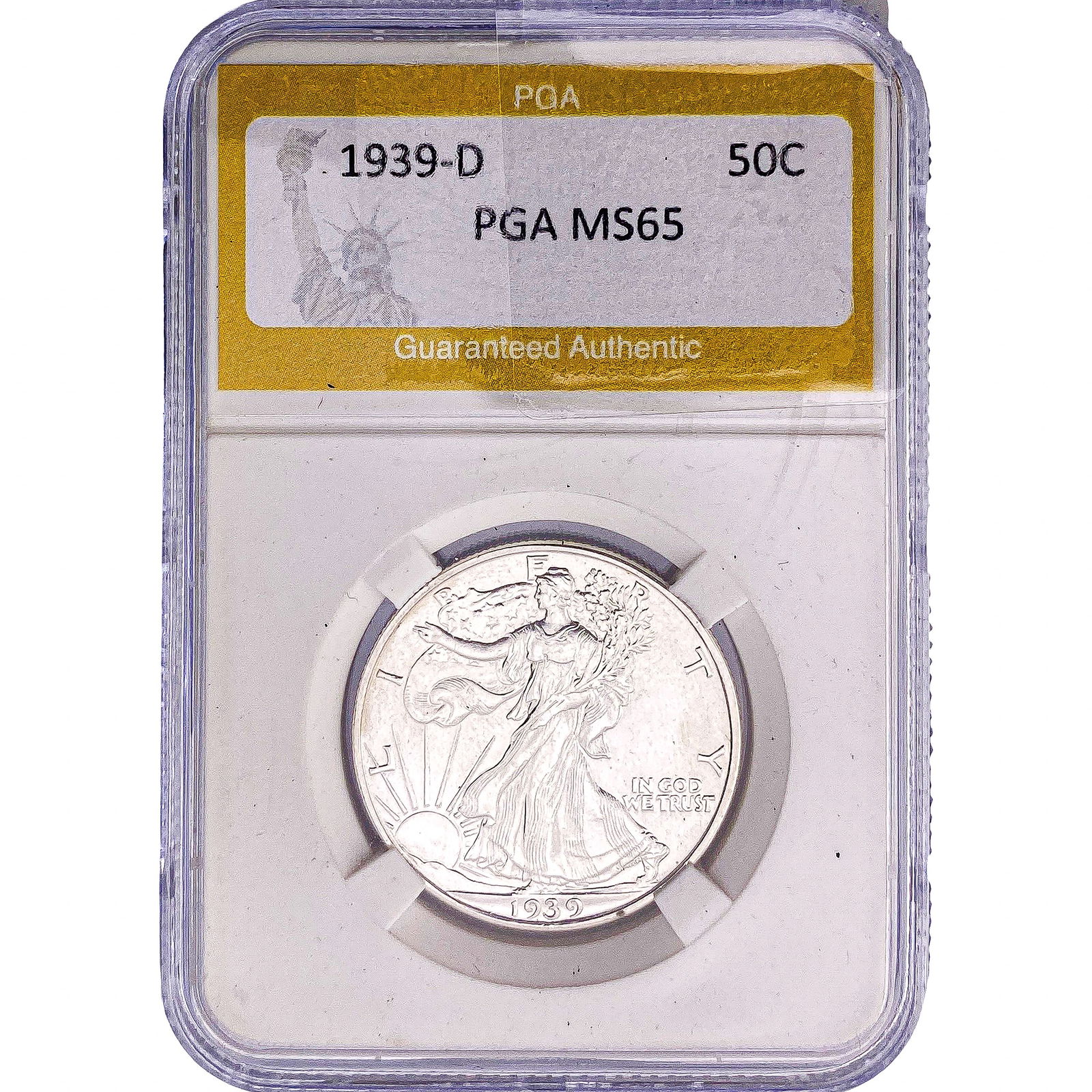 1939-D Walking Liberty Half Dollar PGA MS65: 1939-D Walking Liberty Half Dollar PGA MS65