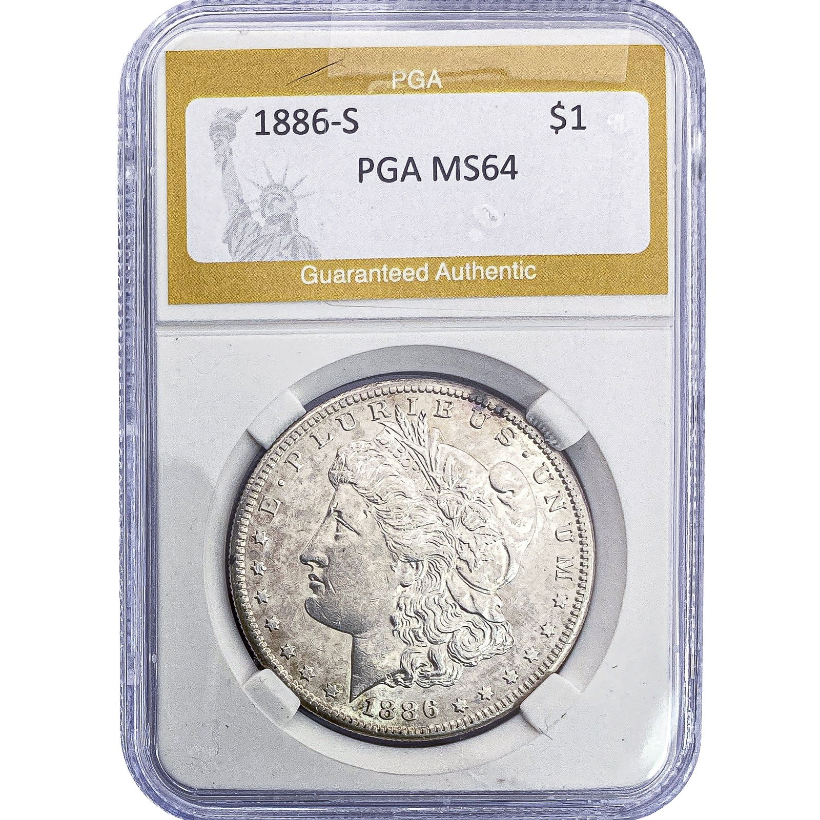 1886-S Morgan Silver Dollar PGA MS64: 1886-S Morgan Silver Dollar PGA MS64