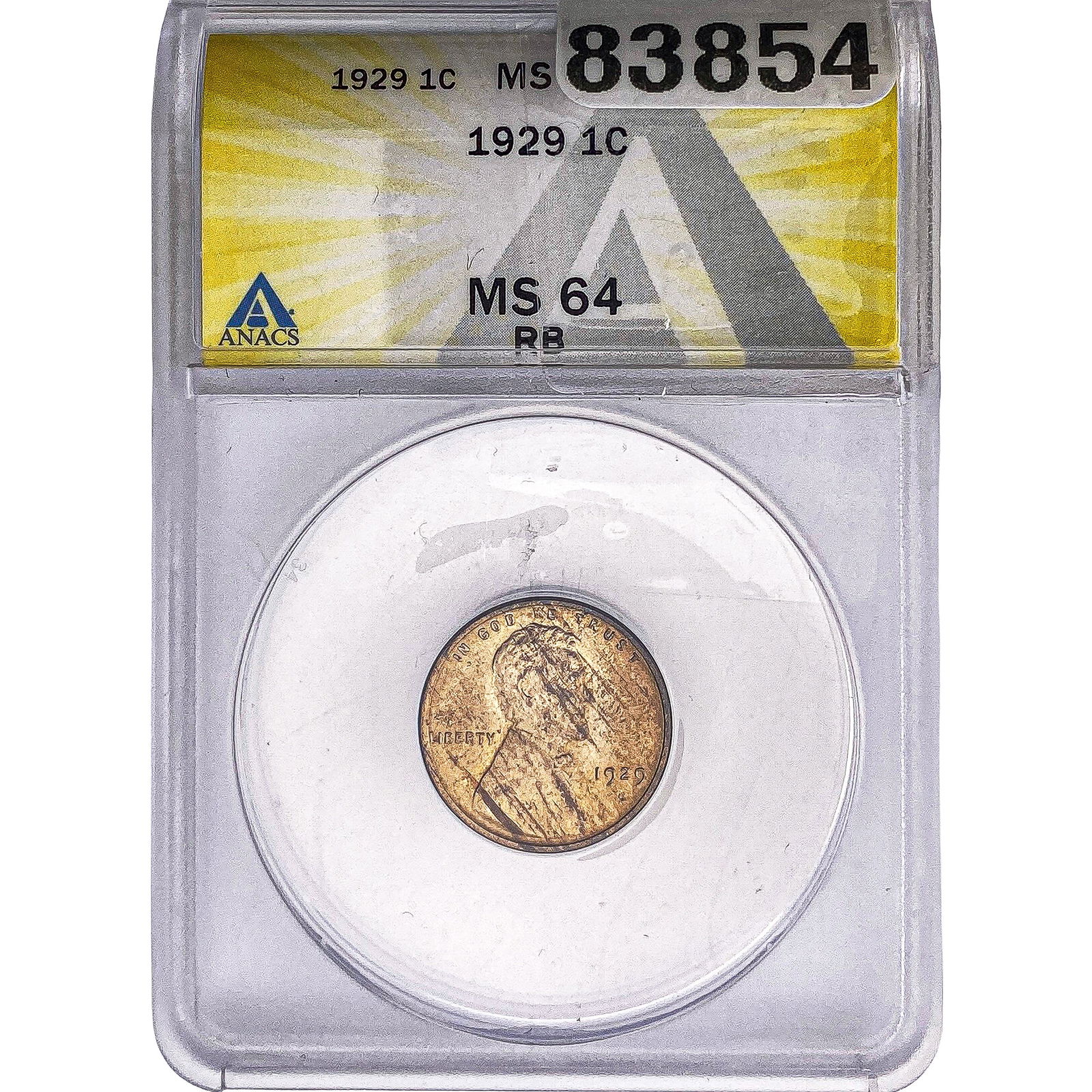 1929 Wheat Cent ANACS MS64 RB: 1929 Wheat Cent ANACS MS64 RB