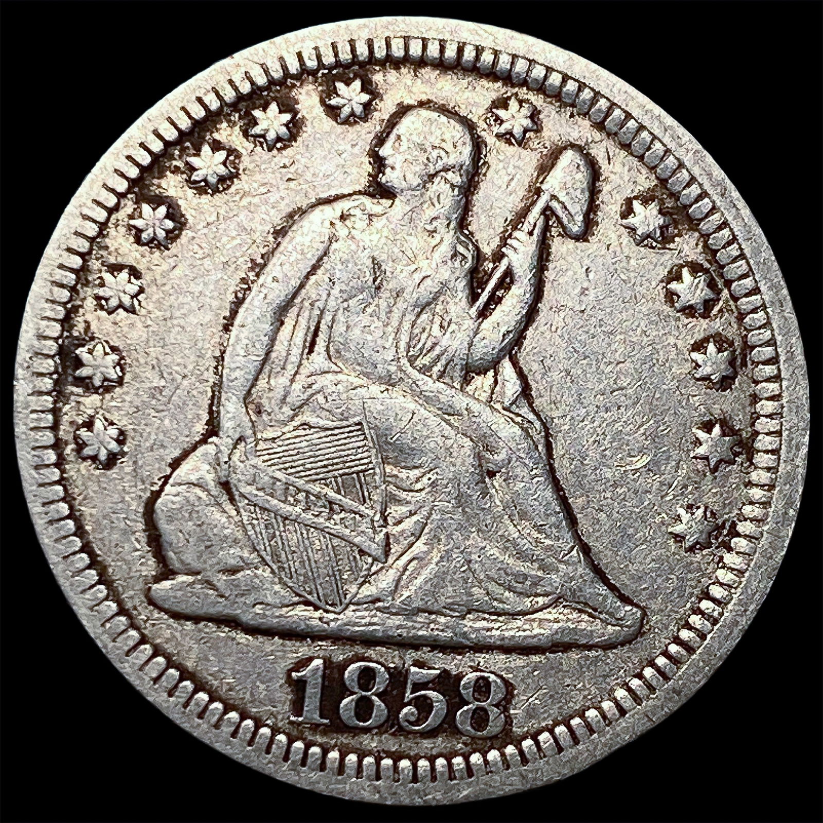 1858 Seated Liberty Quarter LIGHTLY CIRCULATED (1 of 2)