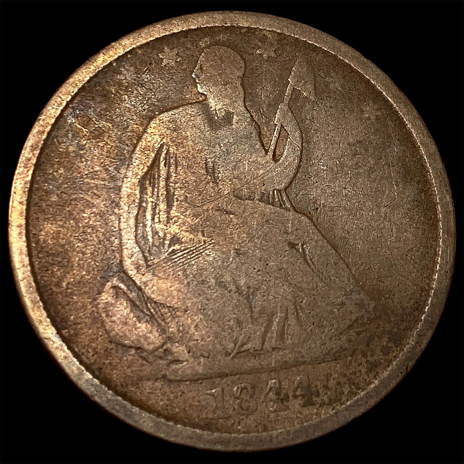 1844-O Silver Half Dollar (Seated Liberty) NICELY CIRCULATED: 1844-O Silver Half Dollar (Seated Liberty) NICELY CIRCULATED