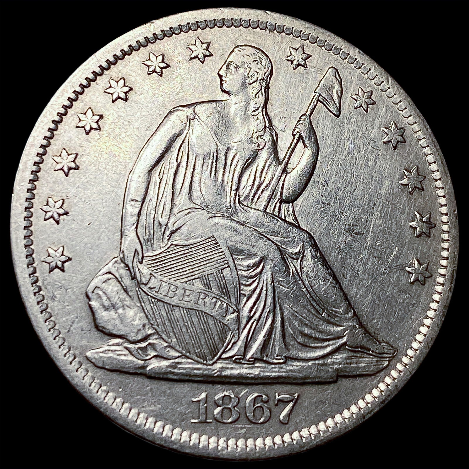 1867-S Silver Half Dollar CLOSELY UNCIRCULATED (1 of 2)
