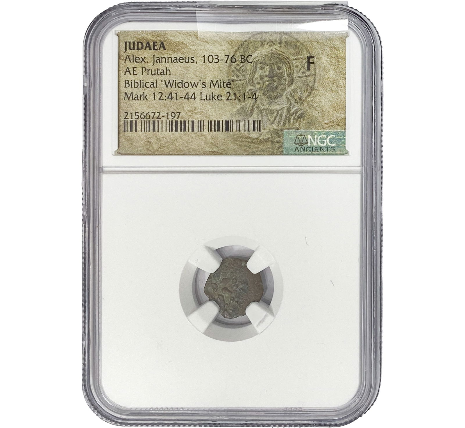 Judaea Alex Jannaeus 103-76 BC Bronze Prutah NGC F: Judaea Alex Jannaeus 103-76 BC Bronze Prutah NGC F