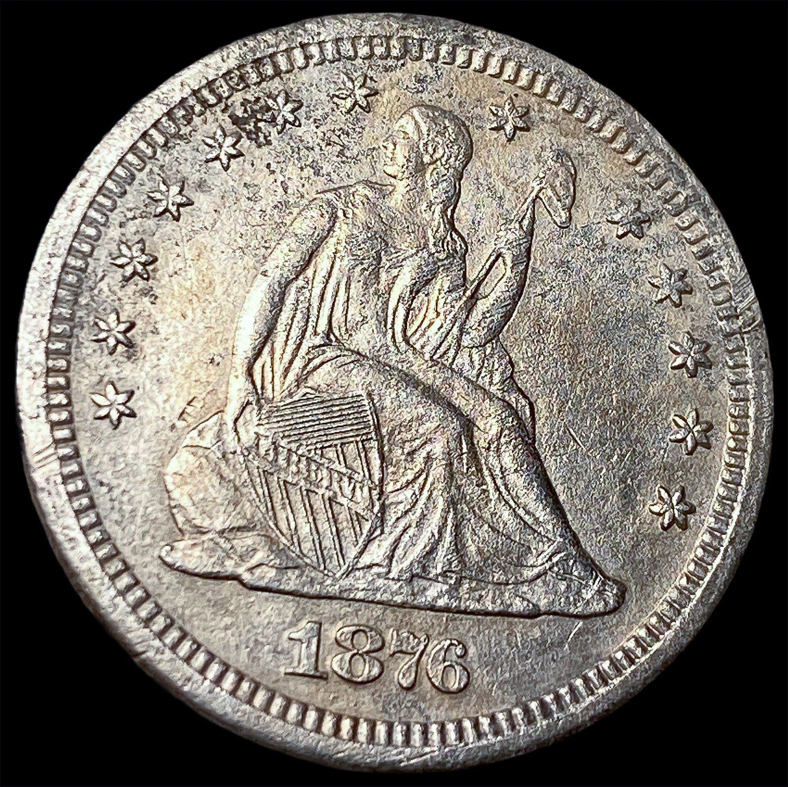 1876-CC Silver Seated Liberty Quarter CLOSELY UNCIRCULATED (1 of 2)