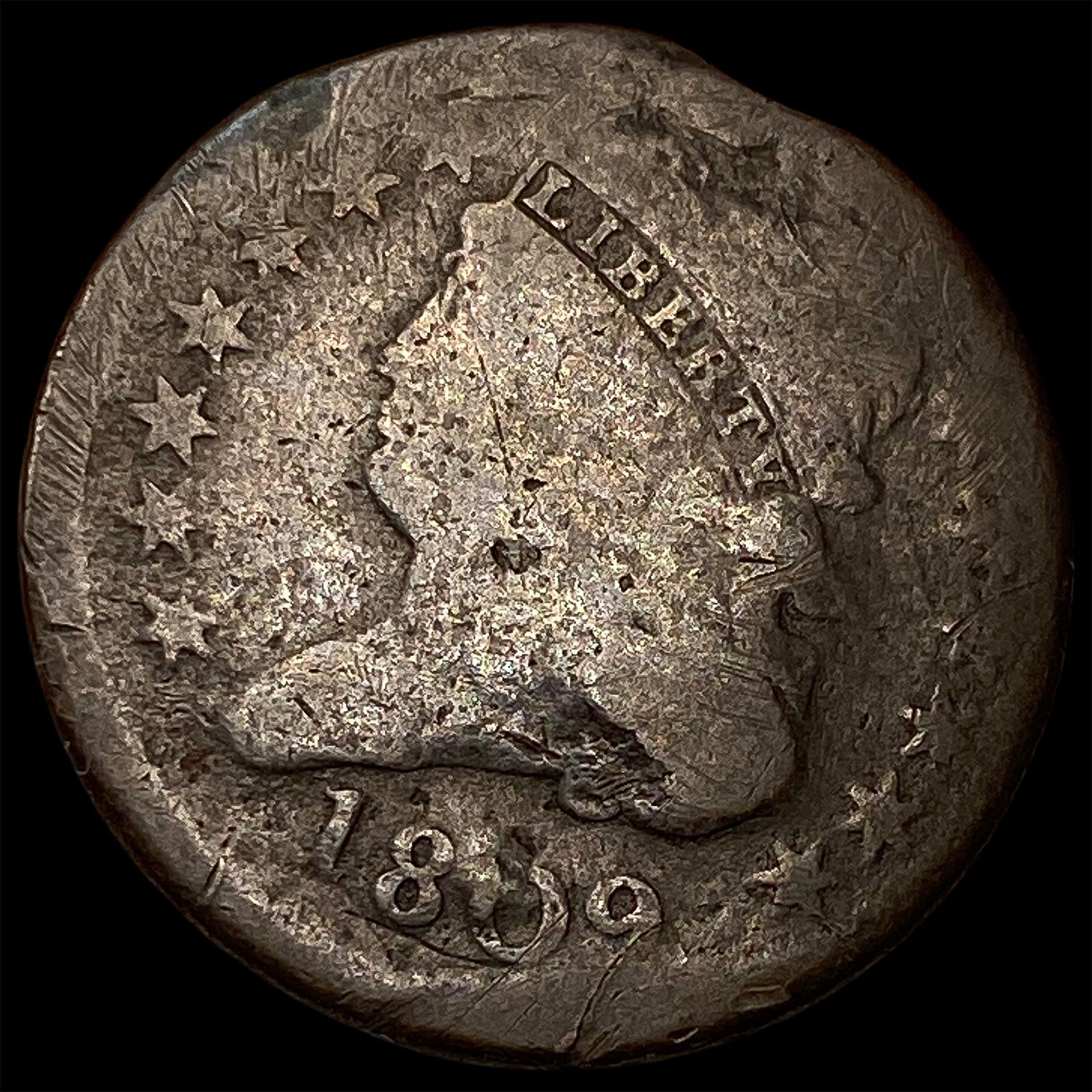 1839 Coronet Head Large Cent NICELY CIRCULATED (1 of 2)