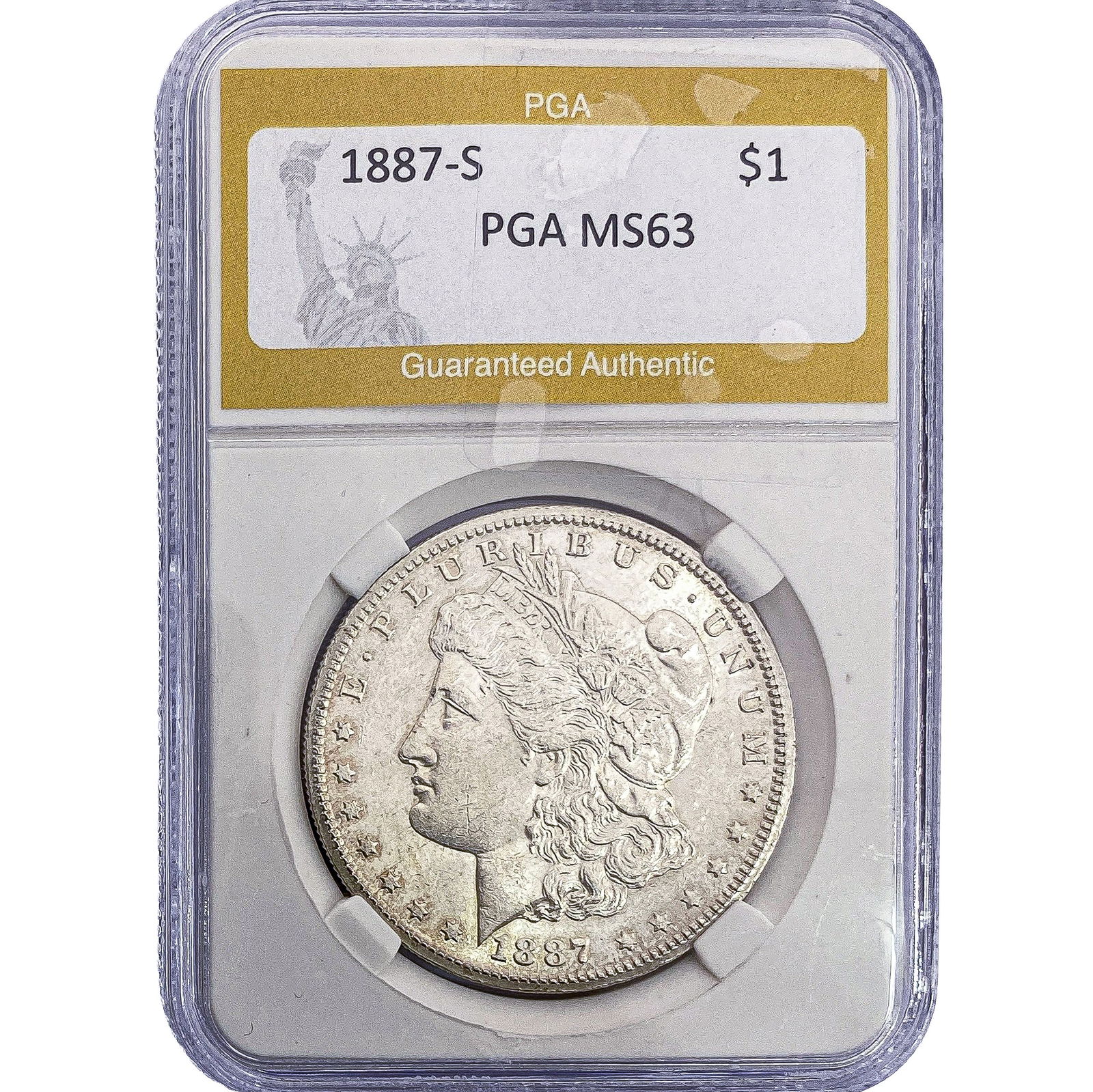 1887-S Morgan Silver Dollar PGA MS63: 1887-S Morgan Silver Dollar PGA MS63