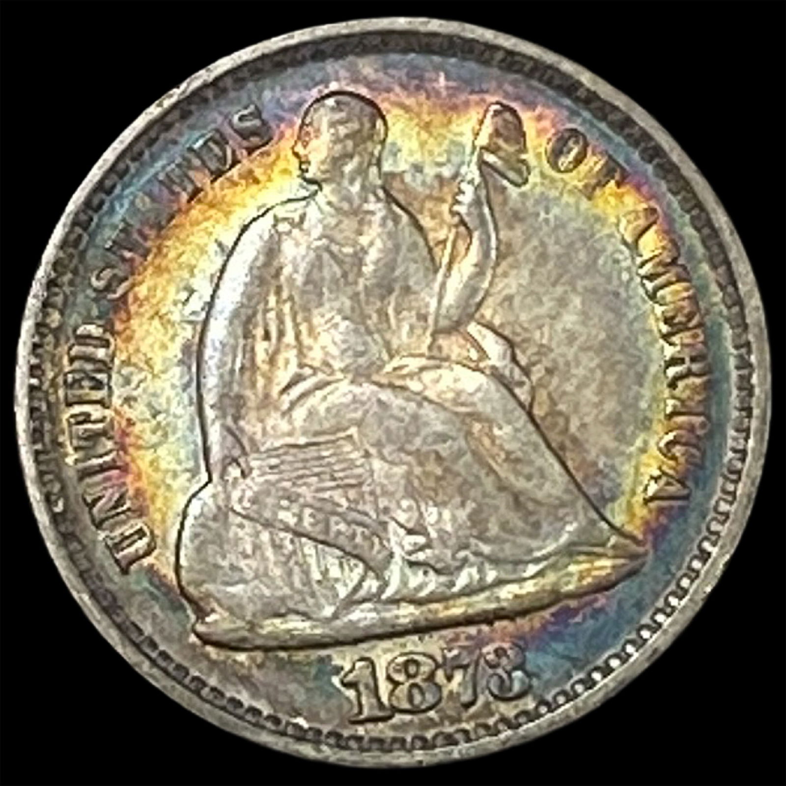 1873 Seated Liberty Half Dime NEARLY UNCIRCULATED (1 of 2)