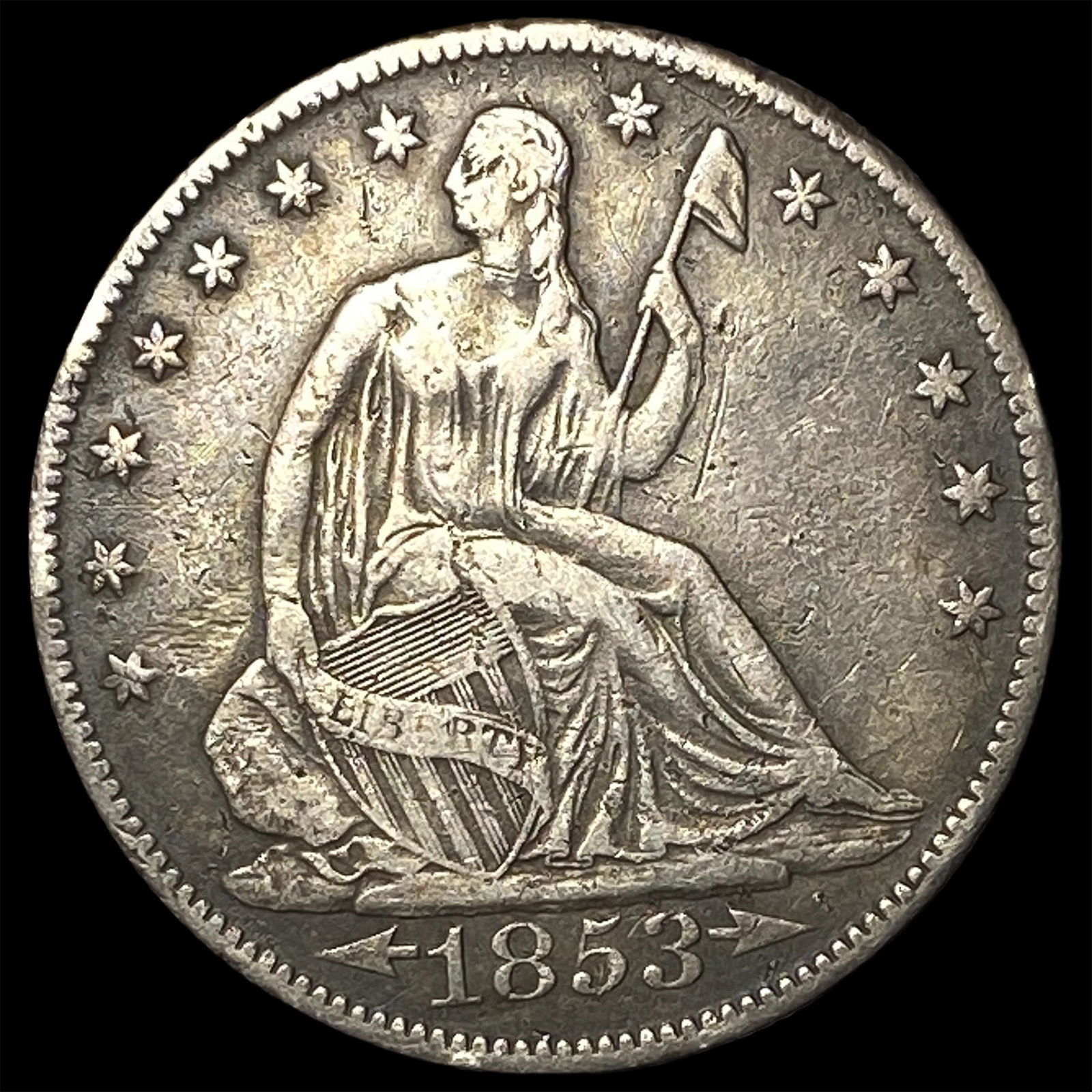 1853-O Arrows Seated Liberty Half Dollar ABOUT UNCIRCULATED (1 of 2)