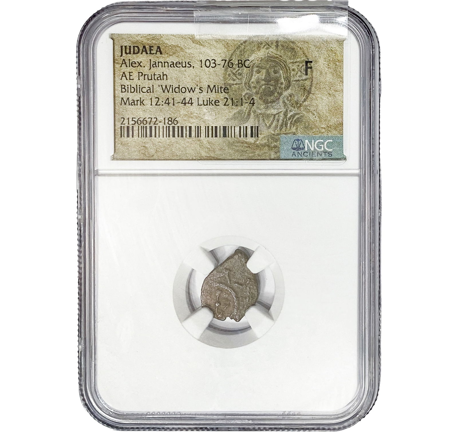 Judaea Alex Jannaeus 103-76 BC Bronze Prutah NGC F: Judaea Alex Jannaeus 103-76 BC Bronze Prutah NGC F