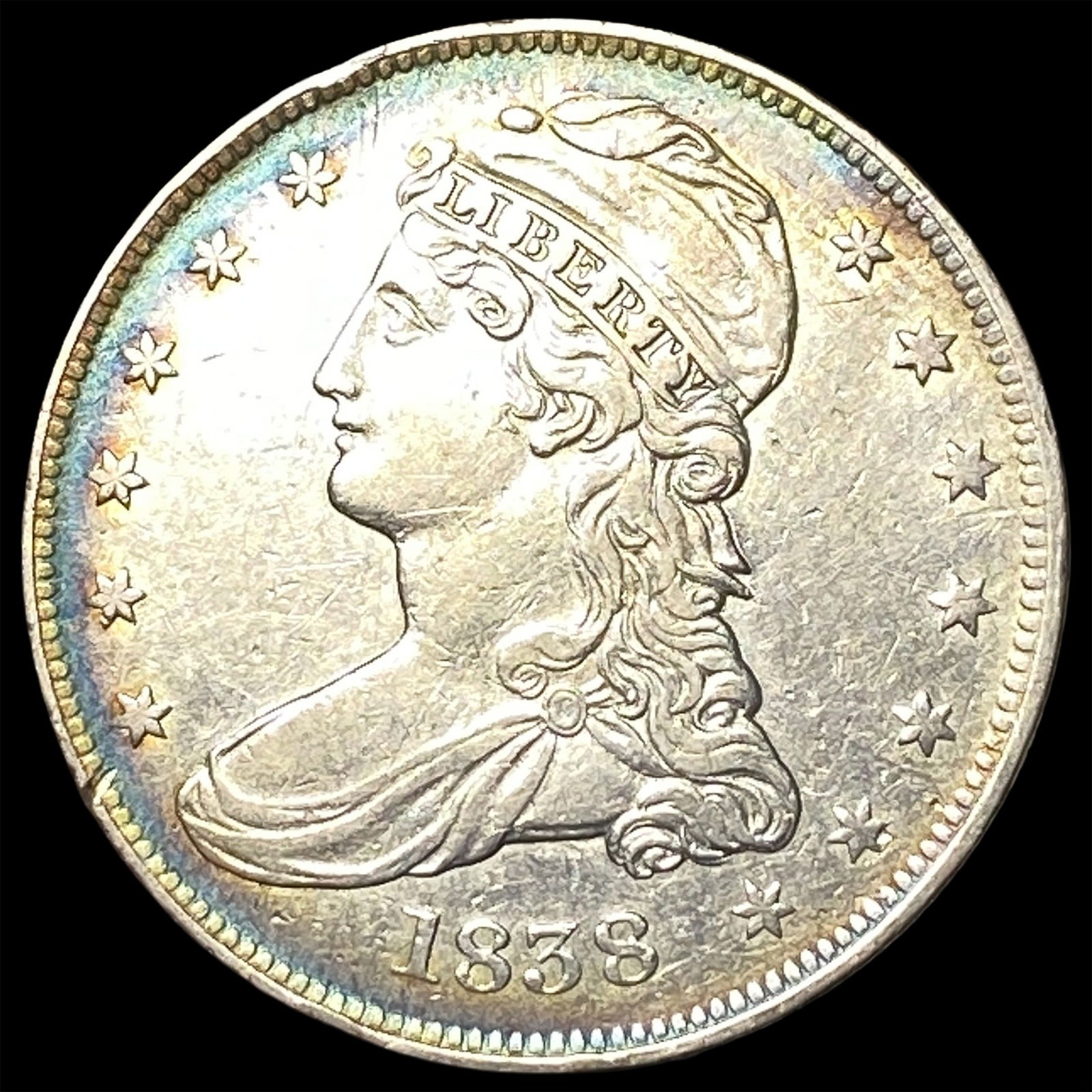 1838 Capped Bust Half Dollar CLOSELY UNCIRCULATED: 1838 Capped Bust Half Dollar CLOSELY UNCIRCULATED