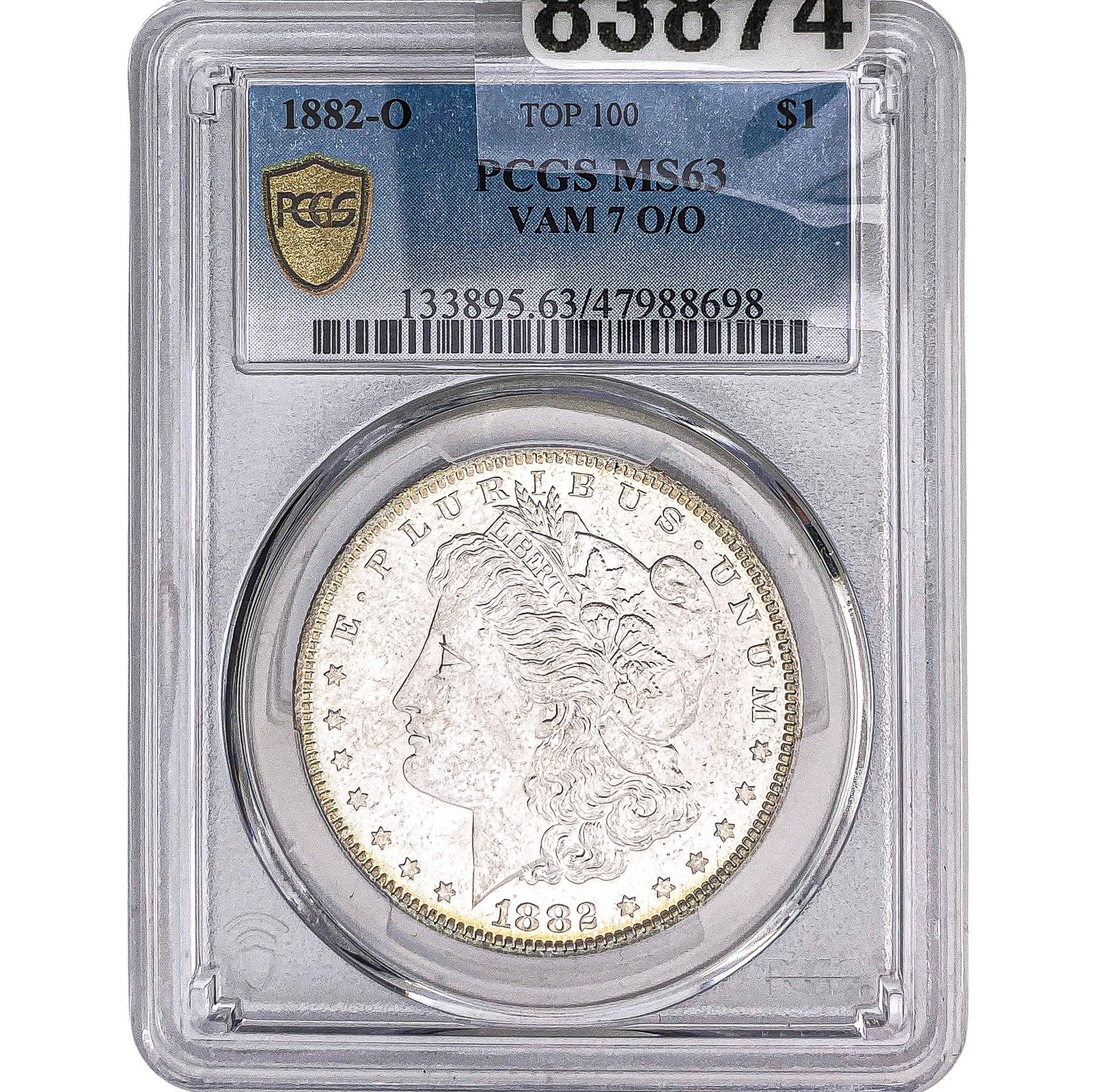 1882-O/O Morgan Silver Dollar PCGS MS63 VAM 7: 1882-O/O Morgan Silver Dollar PCGS MS63 VAM 7