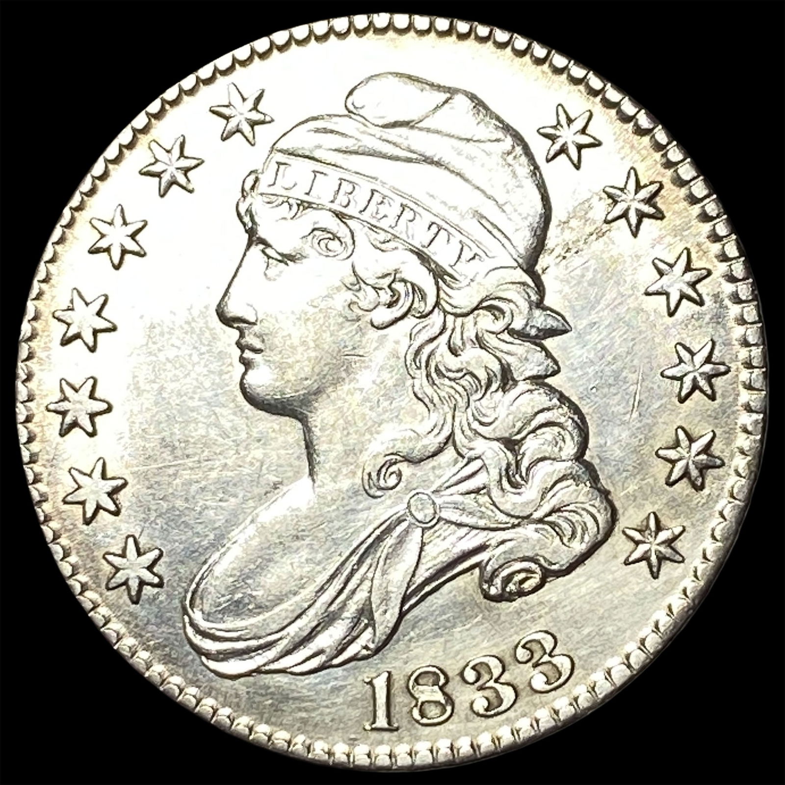 1833 Capped Bust Half Dollar CLOSELY UNCIRCULATED: 1833 Capped Bust Half Dollar CLOSELY UNCIRCULATED