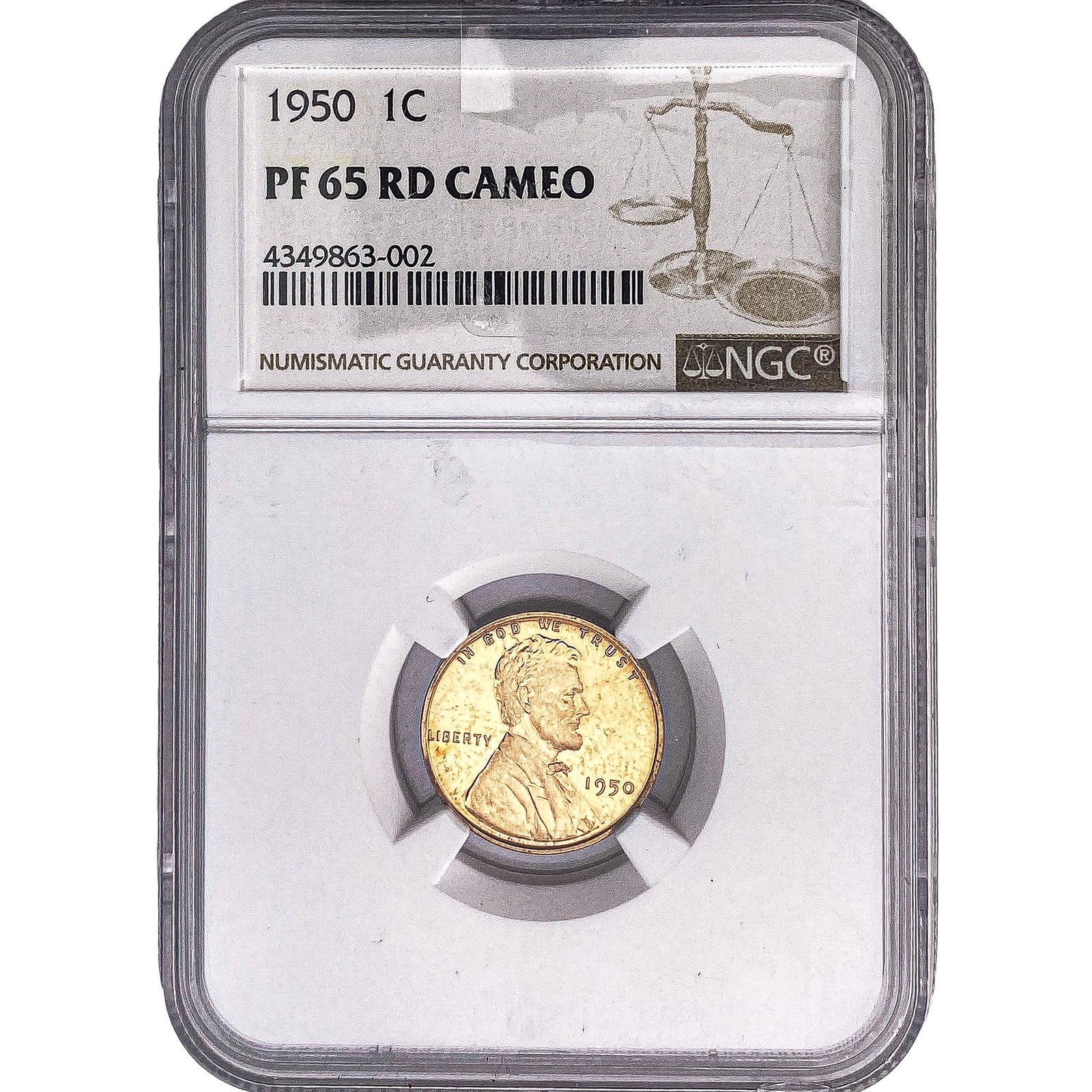 1950 Wheat Cent NGC PF65 RD Cameo (1 of 2)
